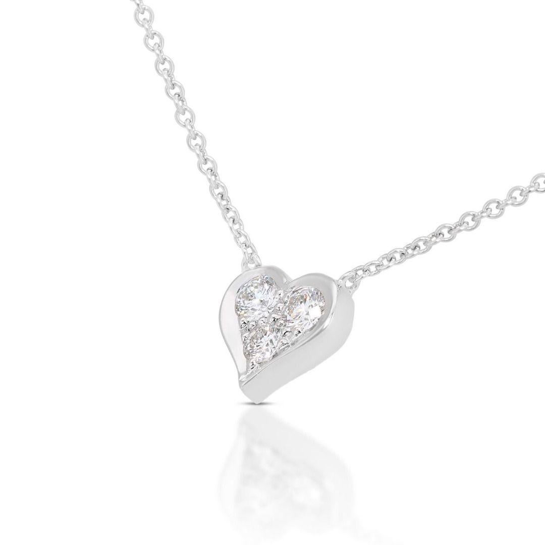 Women's Dazzling 3-stone Diamond Heart Platinum Necklace
