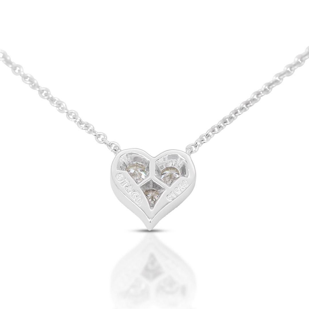 Dazzling 3-stone Diamond Heart Platinum Necklace 2