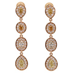 Dazzling 3.00ct Diamonds Drop Earrings in 18k Yellow Gold - IGI Certified Dazzling 3.00ct Diamonds Drop Earrings in 18k Yellow Gold - IGI Certified