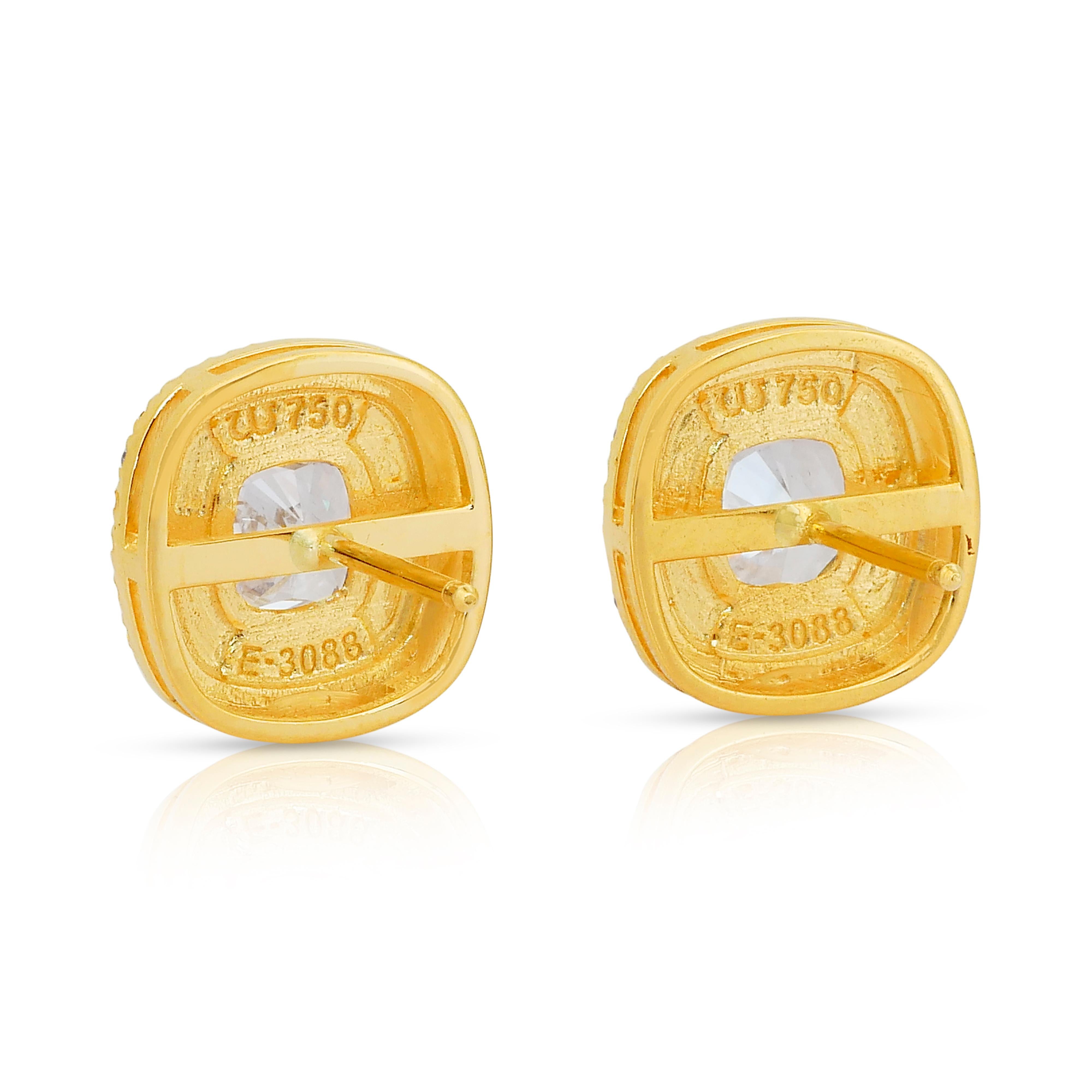Orecchini con diamanti da 3,03 carati in oro giallo 18 carati - certificati IGI in vendita 3