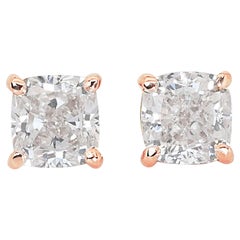 Dazzling 3.04ct Diamonds Stud Earrings in 18k Rose Gold - IGI Certified