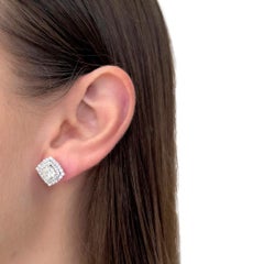 Orecchini a perno con diamanti doppio taglio ideale eccellente da 3,08 carati in oro bianco 18 ct.
