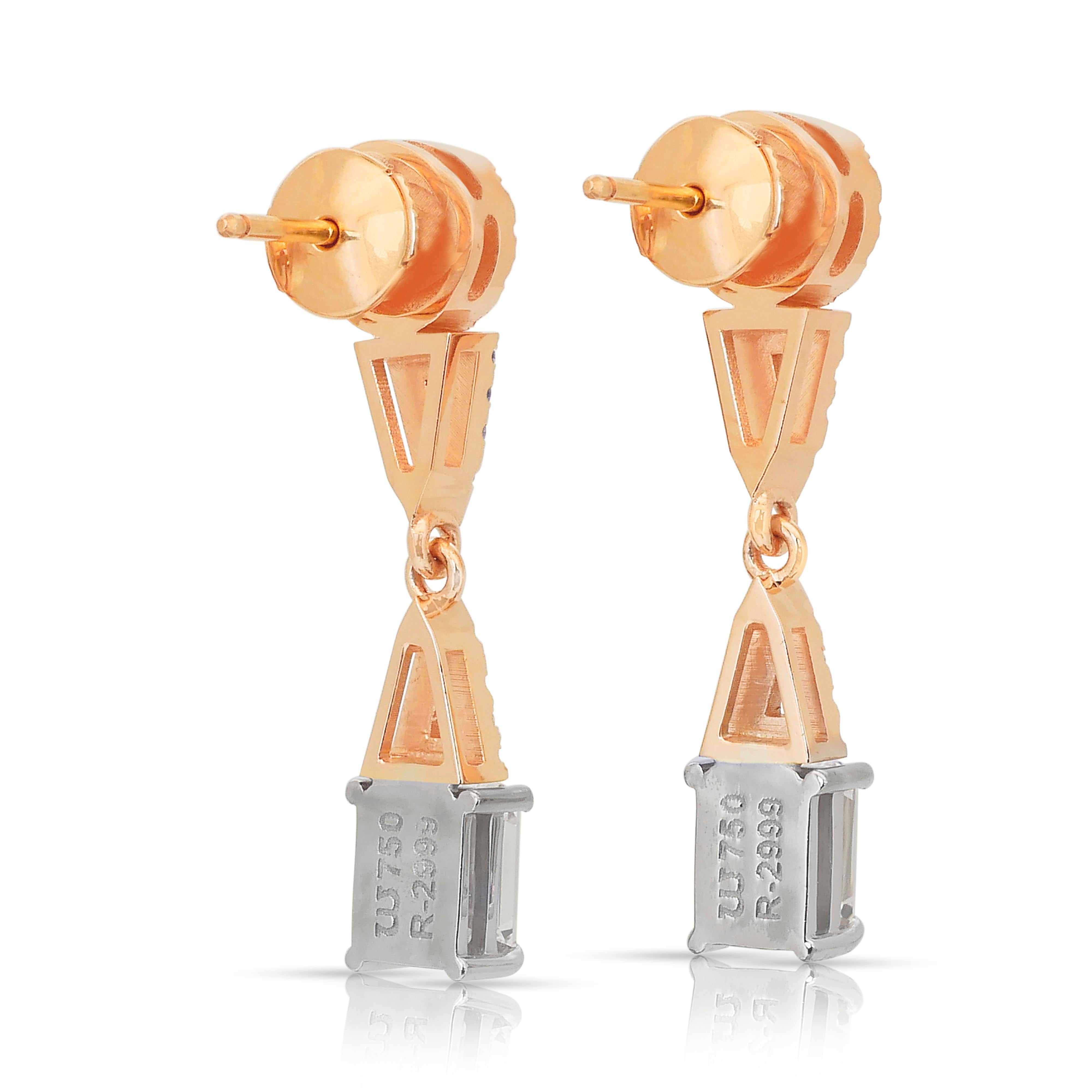 Donna Orecchini a goccia con diamanti da 3,18 carati in oro bianco e rosa 18 carati - certificati IGI in vendita