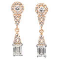 Orecchini a goccia con diamanti da 3,18 carati in oro bianco e rosa 18 carati - certificati IGI