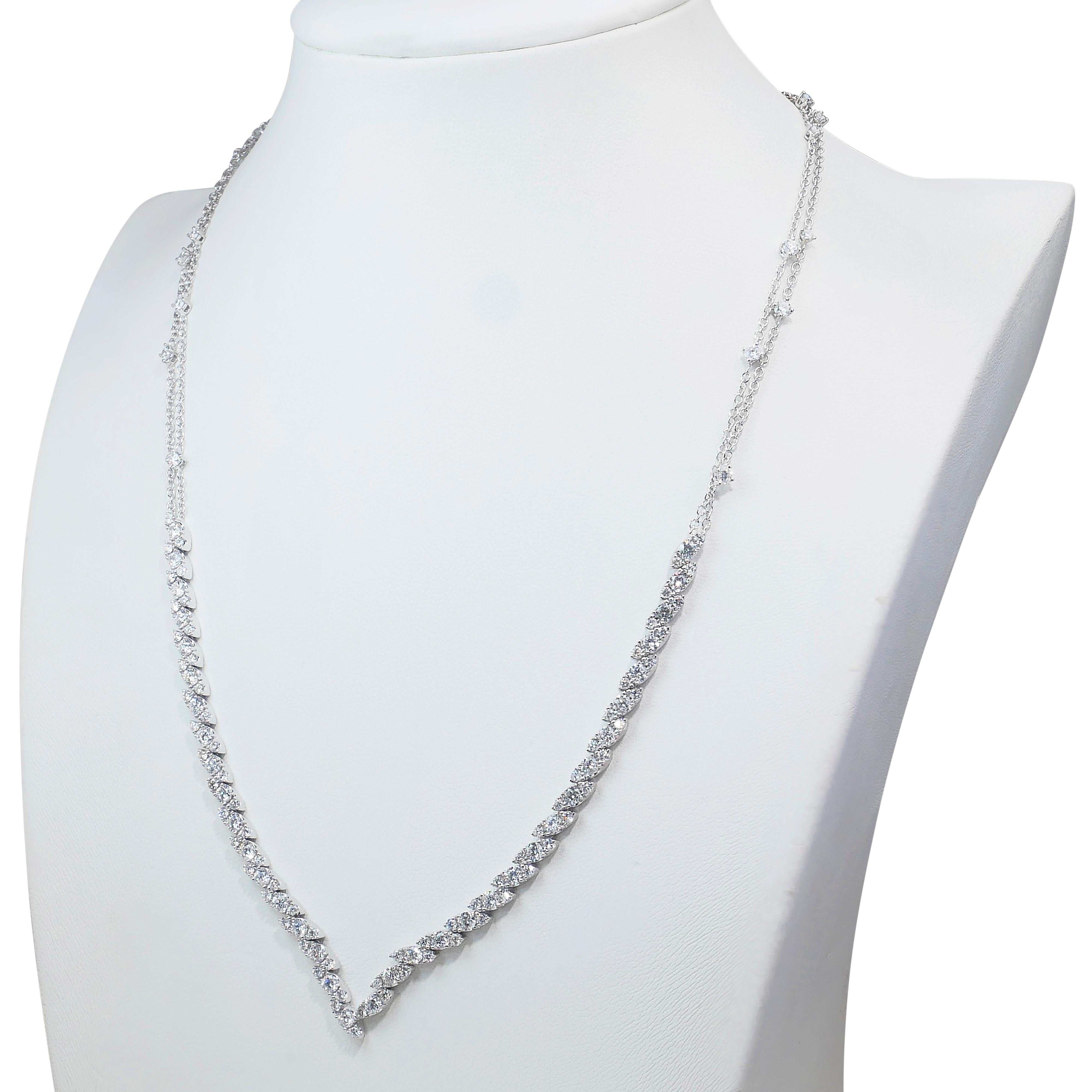 Taglio rotondo Collana di diamanti da 3,38 carati in oro bianco 18 carati - Certificato IGI in vendita