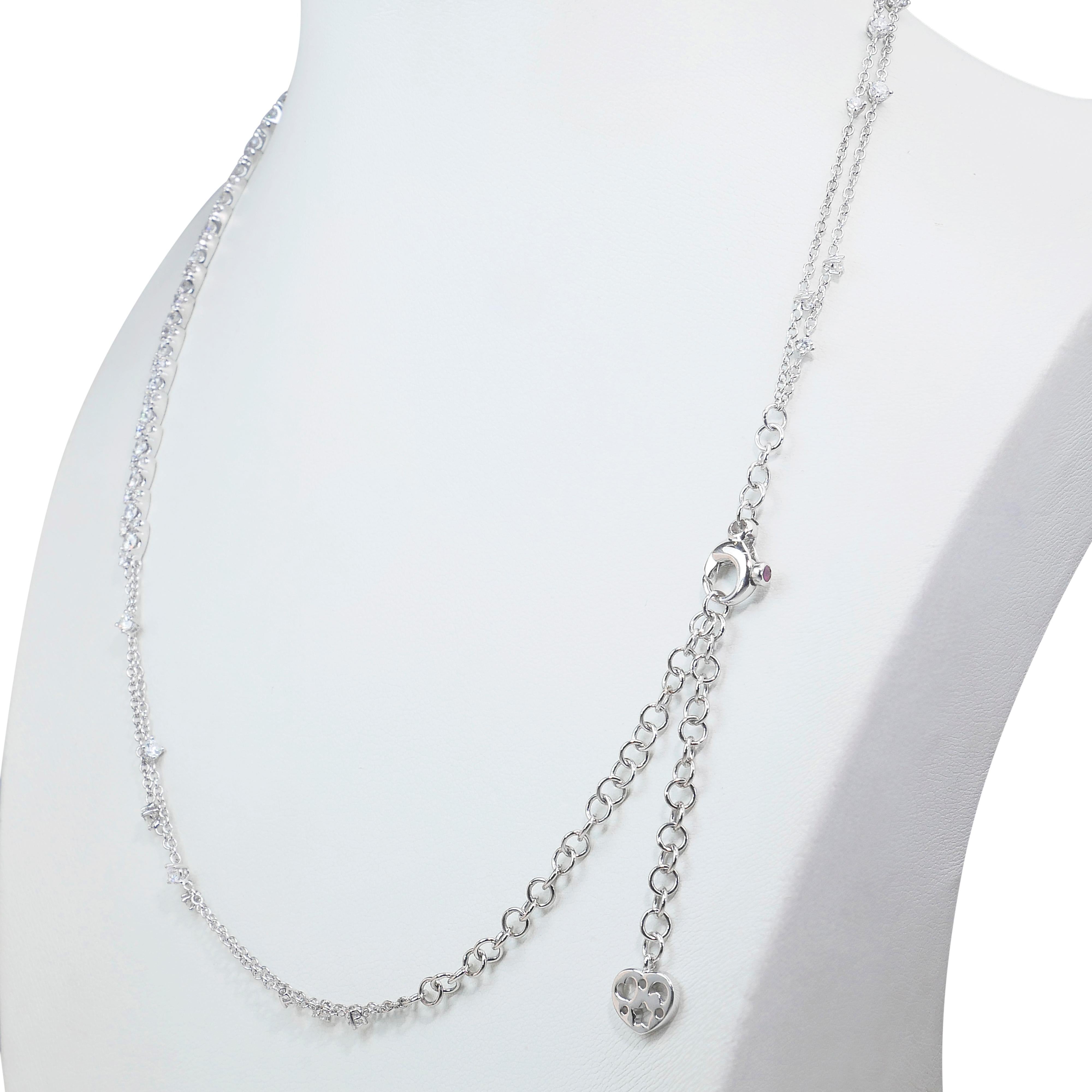 Collana di diamanti da 3,38 carati in oro bianco 18 carati - Certificato IGI in vendita 4