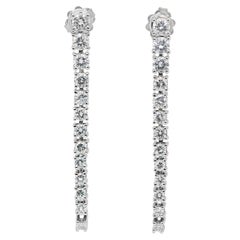 Dazzling 3.50ct Diamonds Drop Earrings in 18k White Gold - IGI Certified