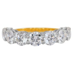 Éblouissante bague à 7 pierres en or blanc et jaune 18 carats de 3,63 ct de diamants - certifiée IGI