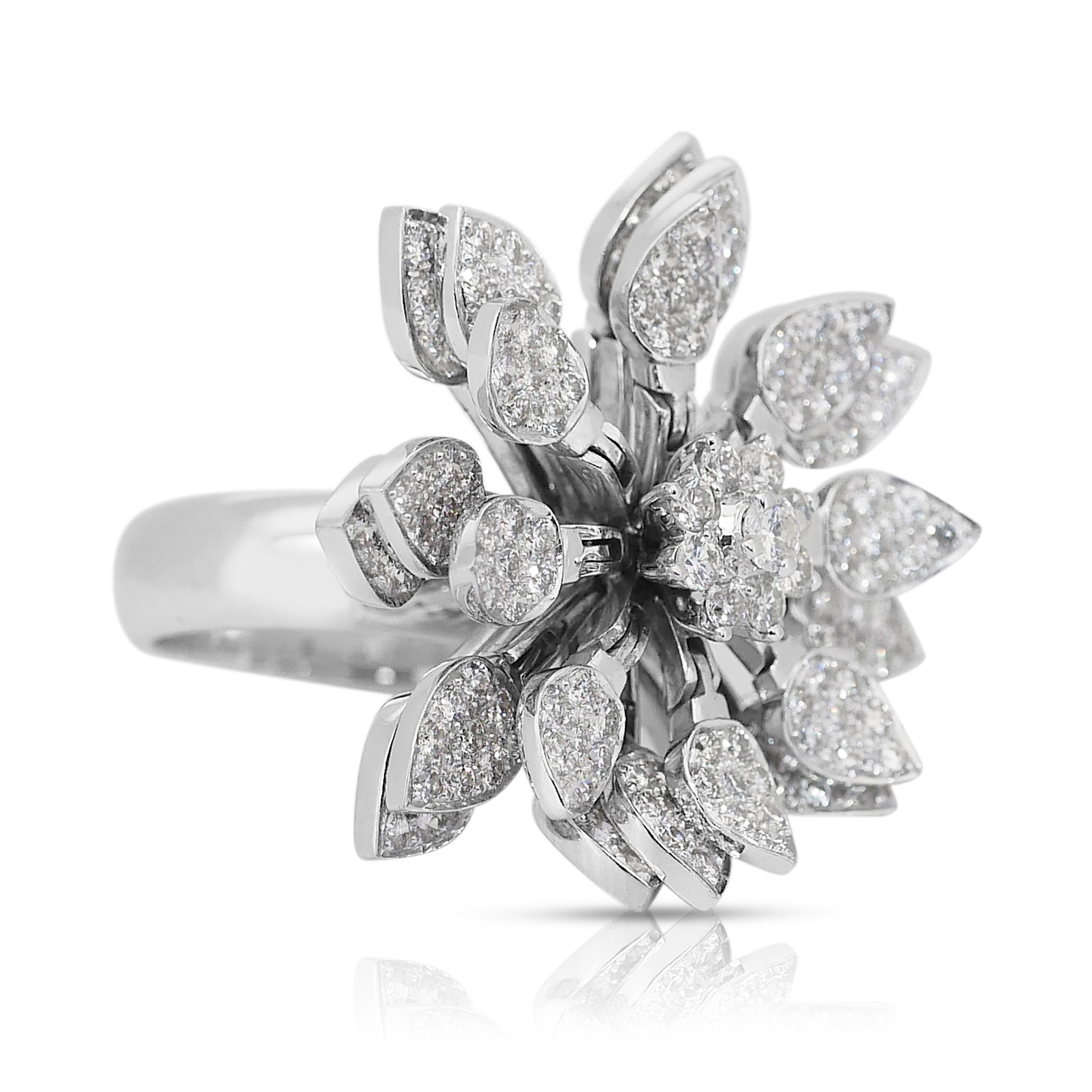 Round Cut Dazzling 3.63ct Diamonds Ring in 18k White Gold - IGI Certified