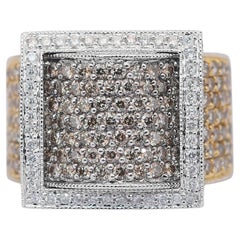 Dazzling 4.00ct Diamonds Cluster Ring in 18k White and Yellow Gold