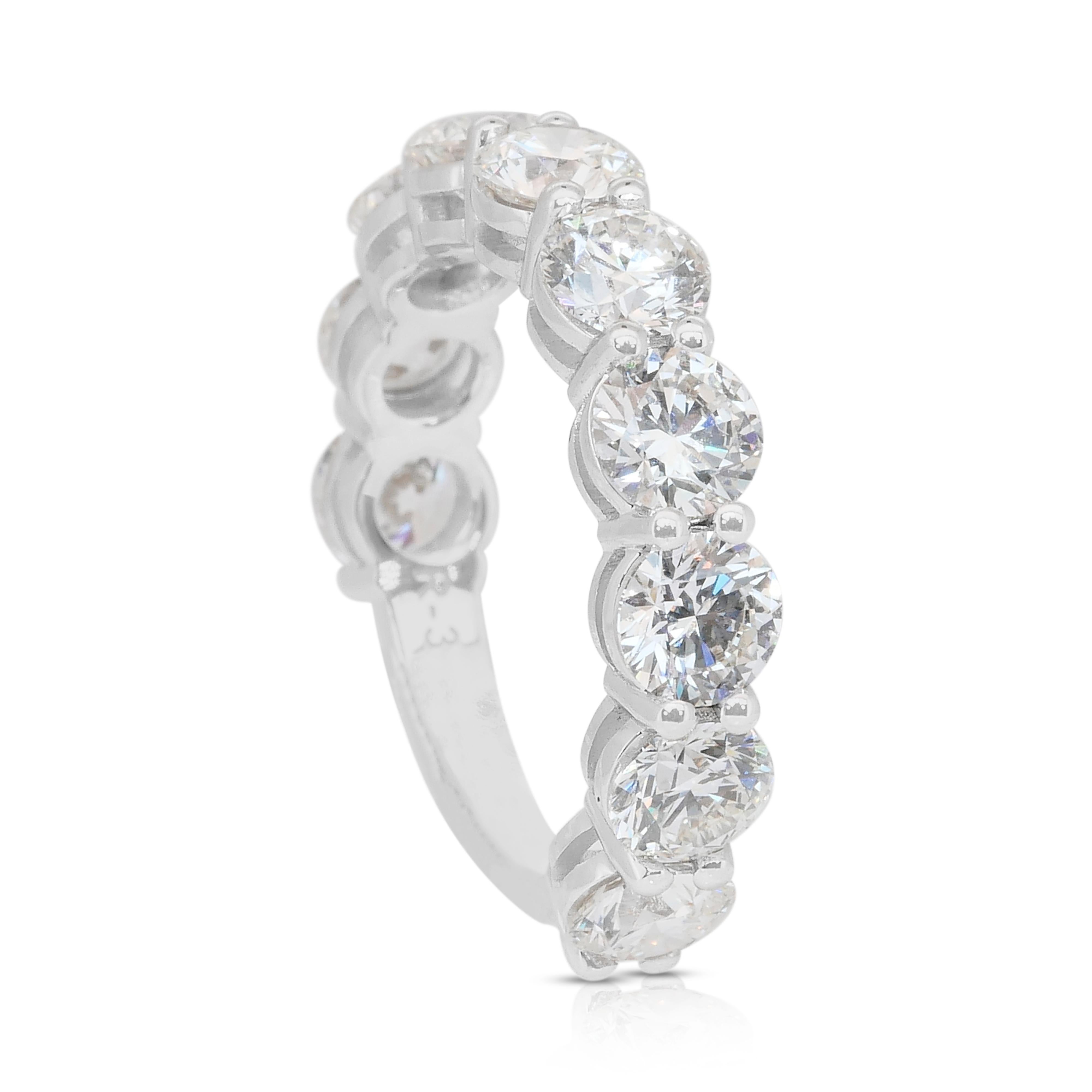 Schillernde 4,00ct natürliche Diamanten 10-Stein-Ring in 18k Weißgold - GIA zertifiziert im Angebot 1