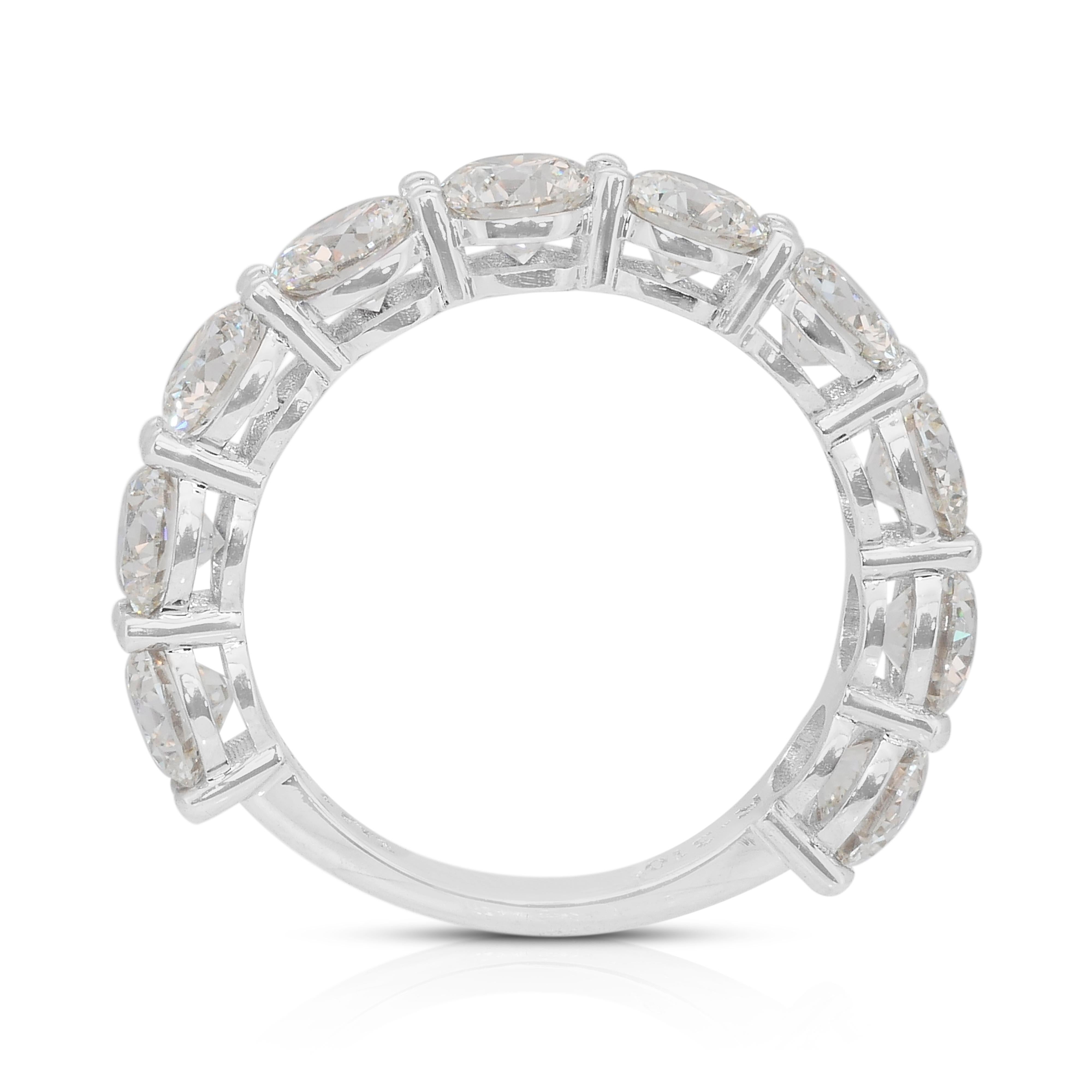 Schillernde 4,00ct natürliche Diamanten 10-Stein-Ring in 18k Weißgold - GIA zertifiziert im Angebot 2