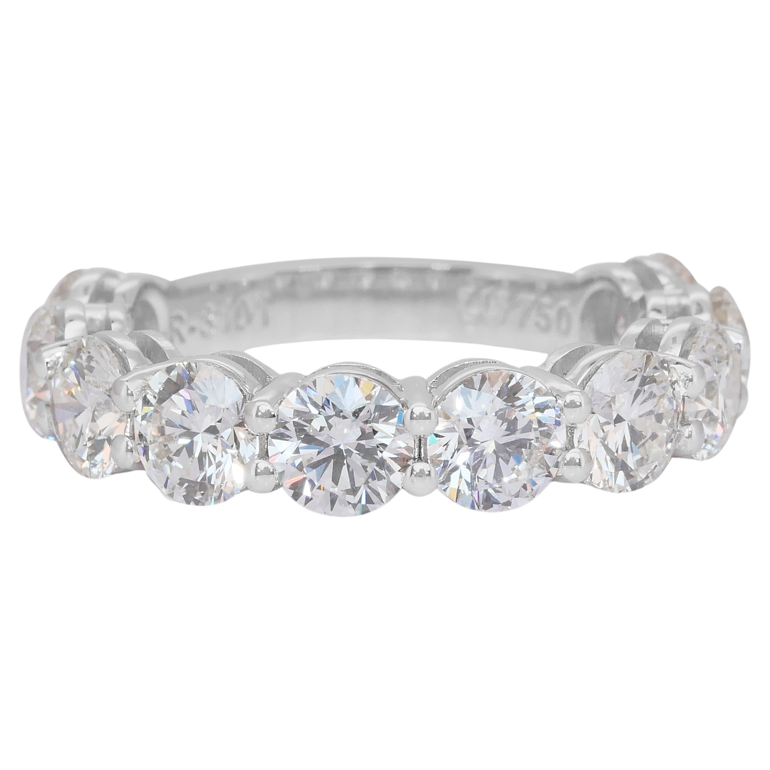 Abbagliante anello con 10 pietre e diamanti naturali da 4,00 carati in oro bianco 18 carati - certificato GIA