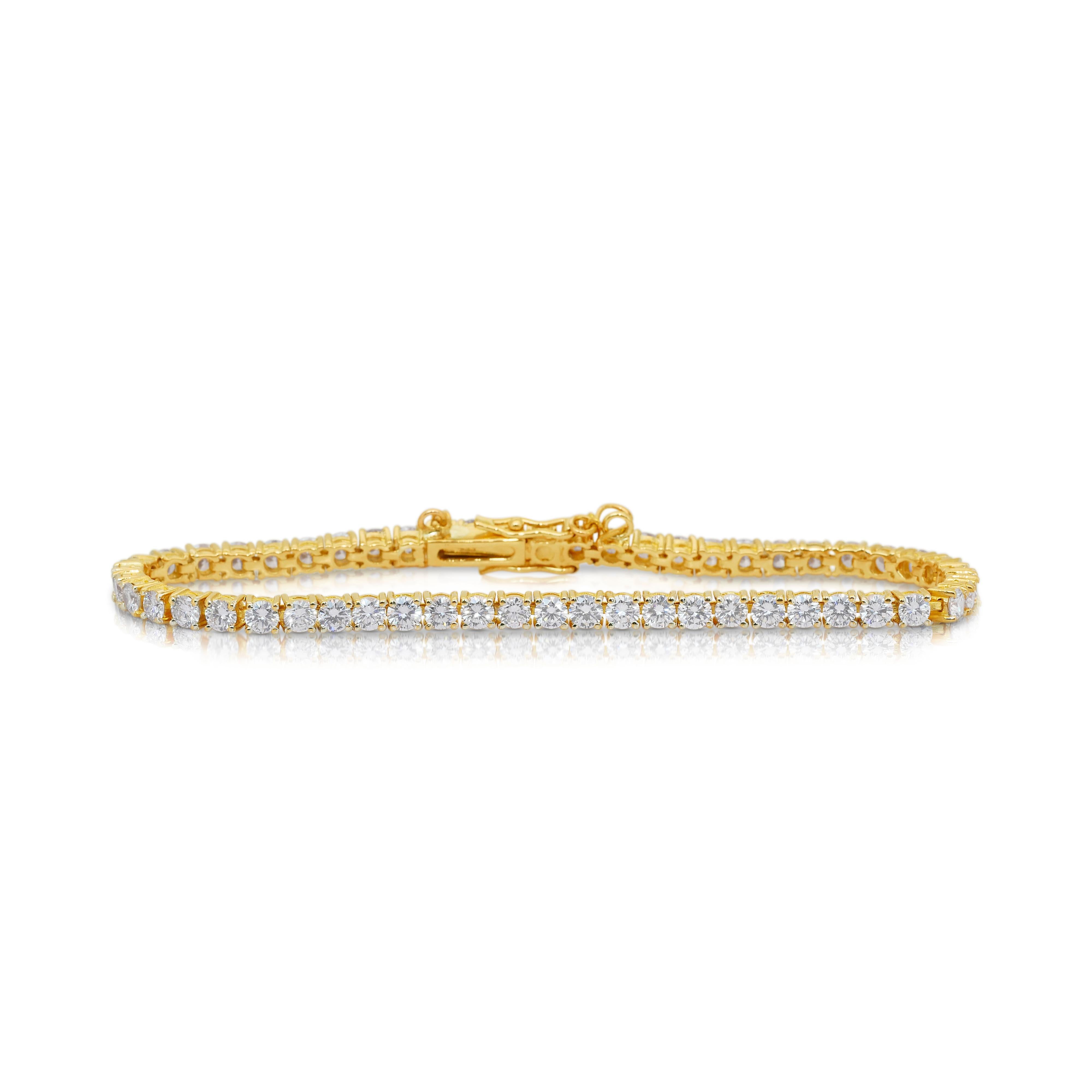 Bracelet éblouissant de 5,01ct de diamants naturels en or jaune 18k - certifié IGI en vente 5