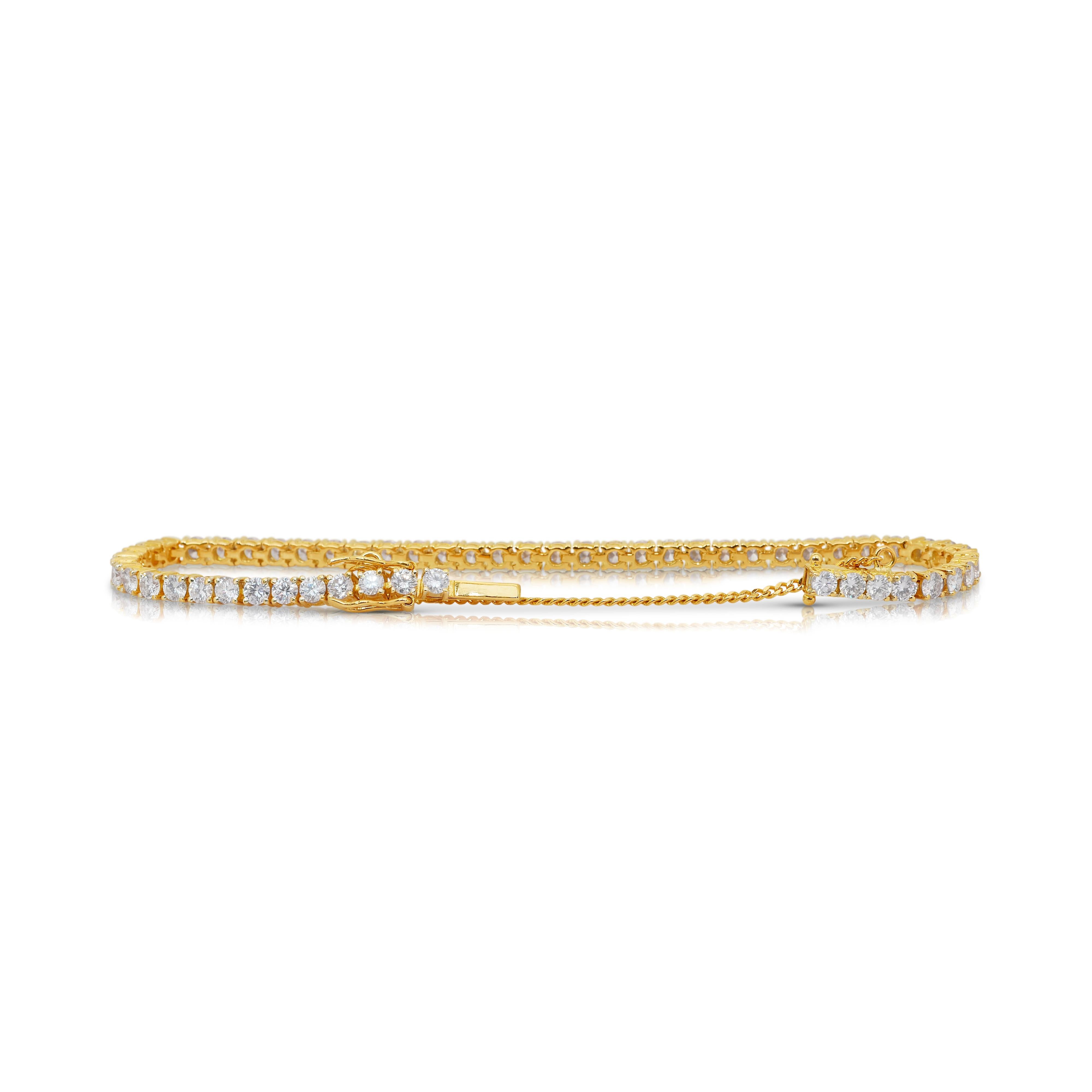 Bracelet éblouissant de 5,01ct de diamants naturels en or jaune 18k - certifié IGI en vente 1