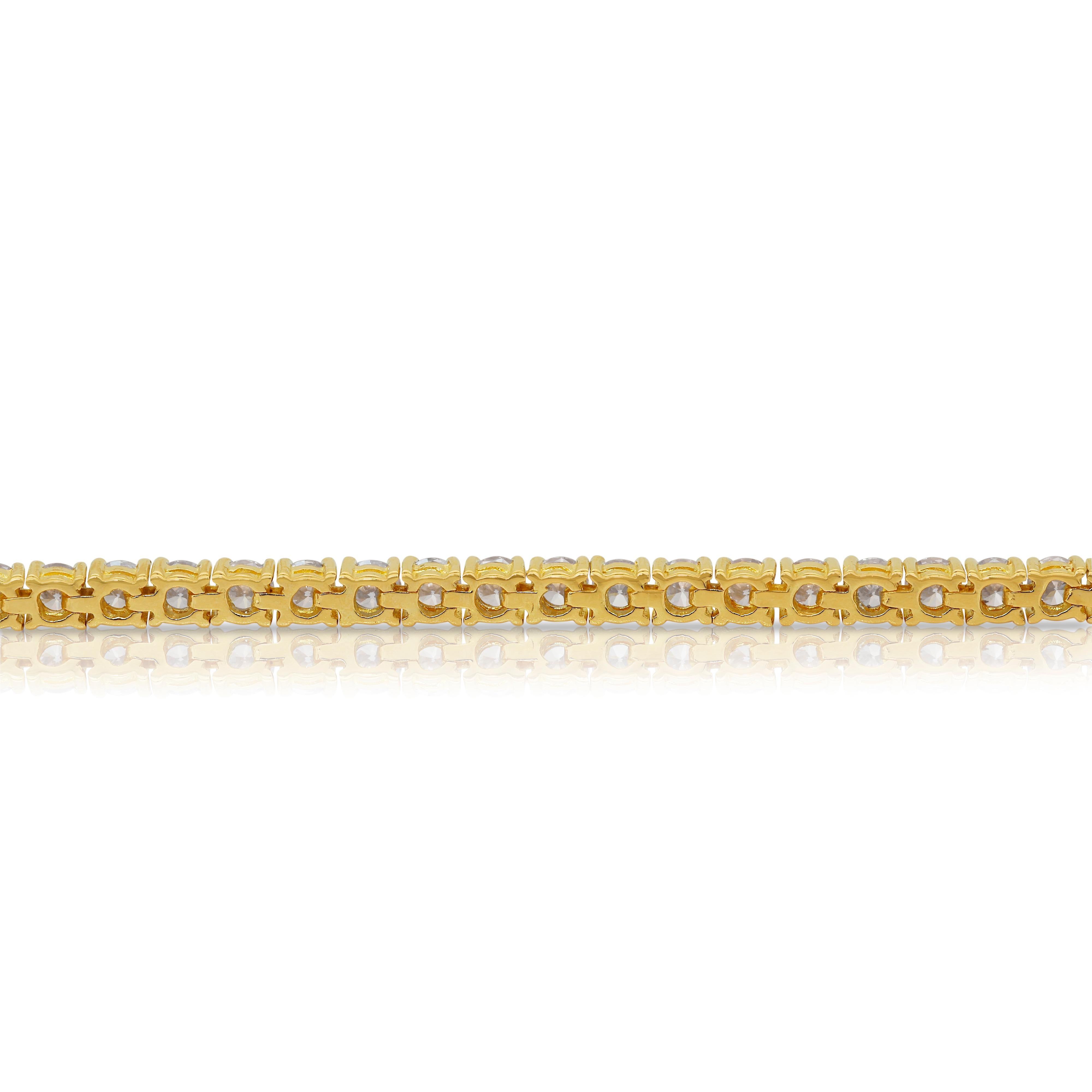 Bracelet éblouissant de 5,01ct de diamants naturels en or jaune 18k - certifié IGI en vente 3