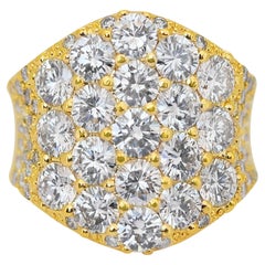 Schillernder 5,28 Karat Diamanten-Cluster-Ring aus 18 Karat Gelbgold - IGI-zertifiziert
