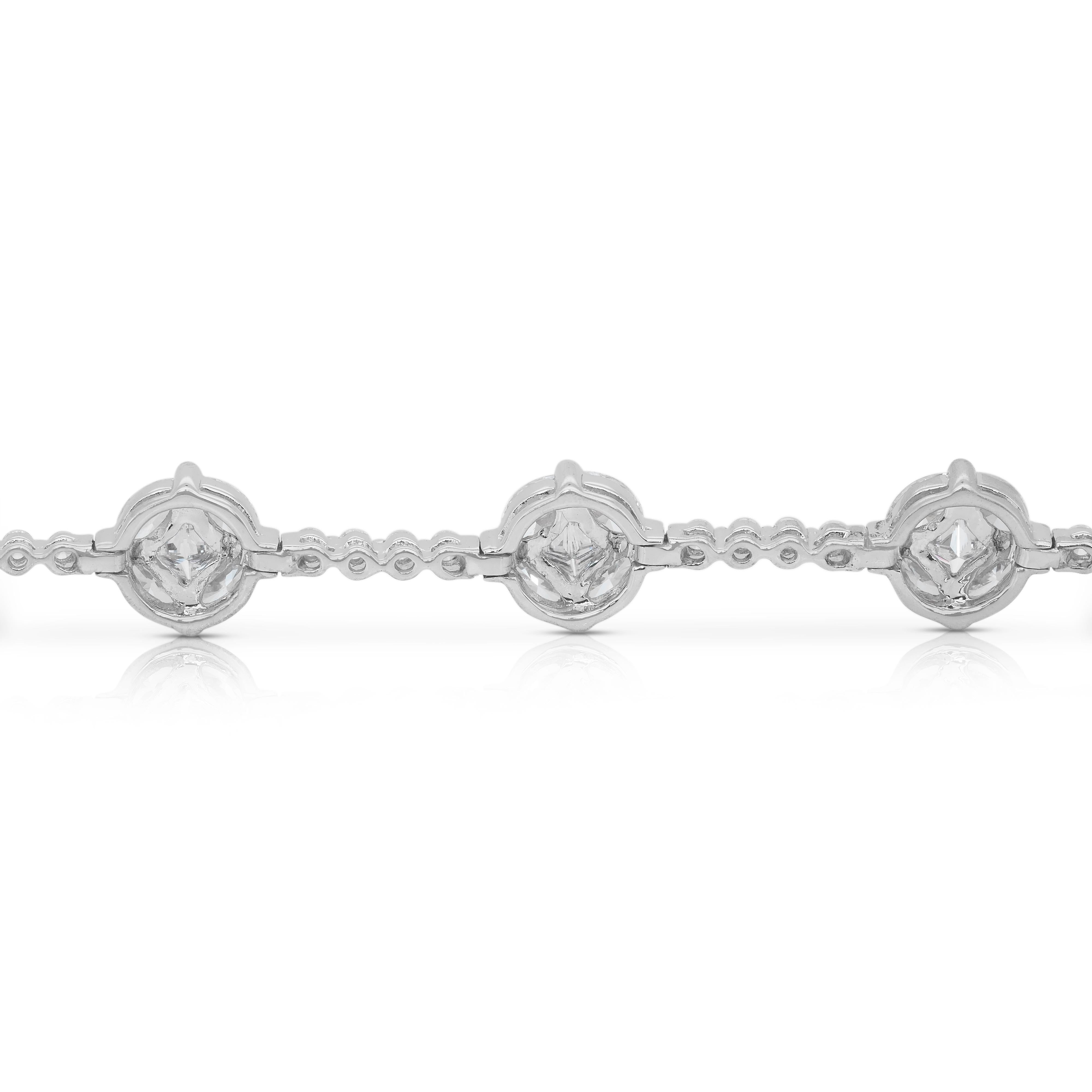 Deslumbrante Pulsera de 6,02ct Diamantes en Oro Blanco de 18k - Certificado IGI en venta 3