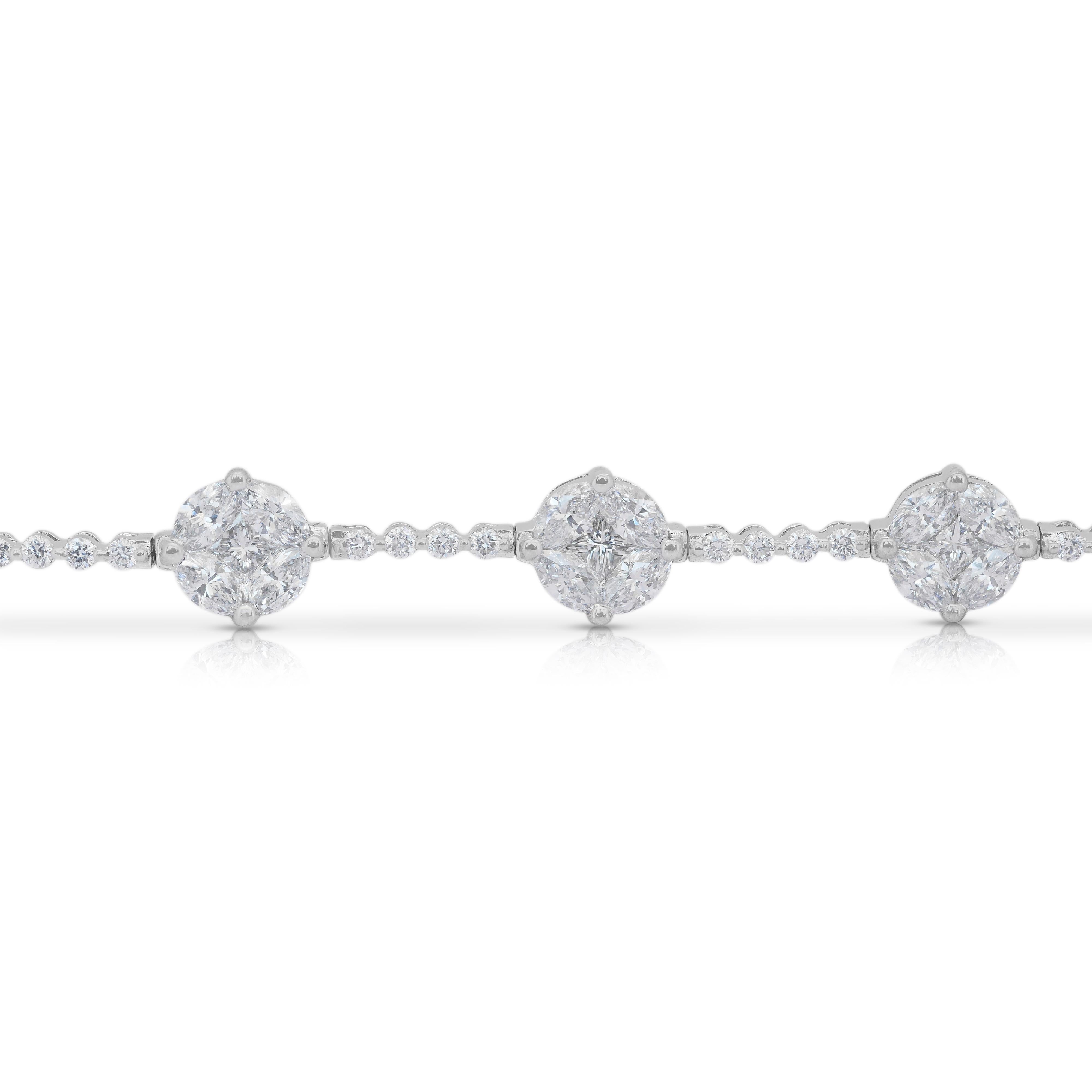 Deslumbrante Pulsera de 6,02ct Diamantes en Oro Blanco de 18k - Certificado IGI en venta 4