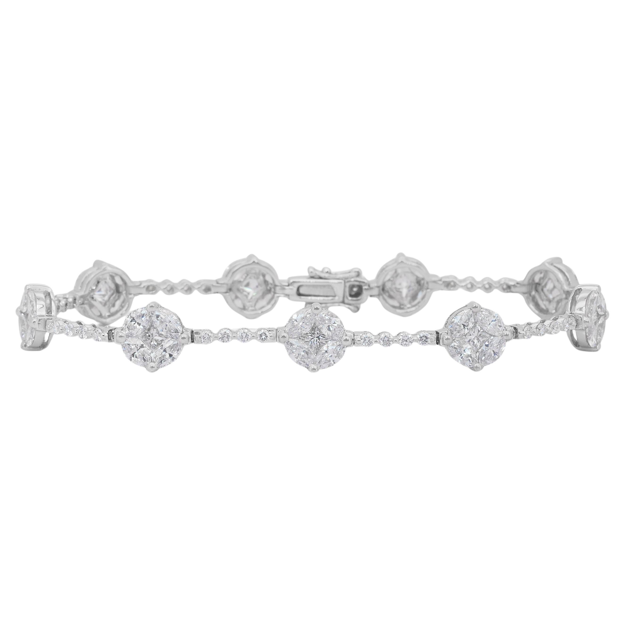 Dazzling 6.02ct Diamonds Bracelet in 18k White Gold - IGI Certified