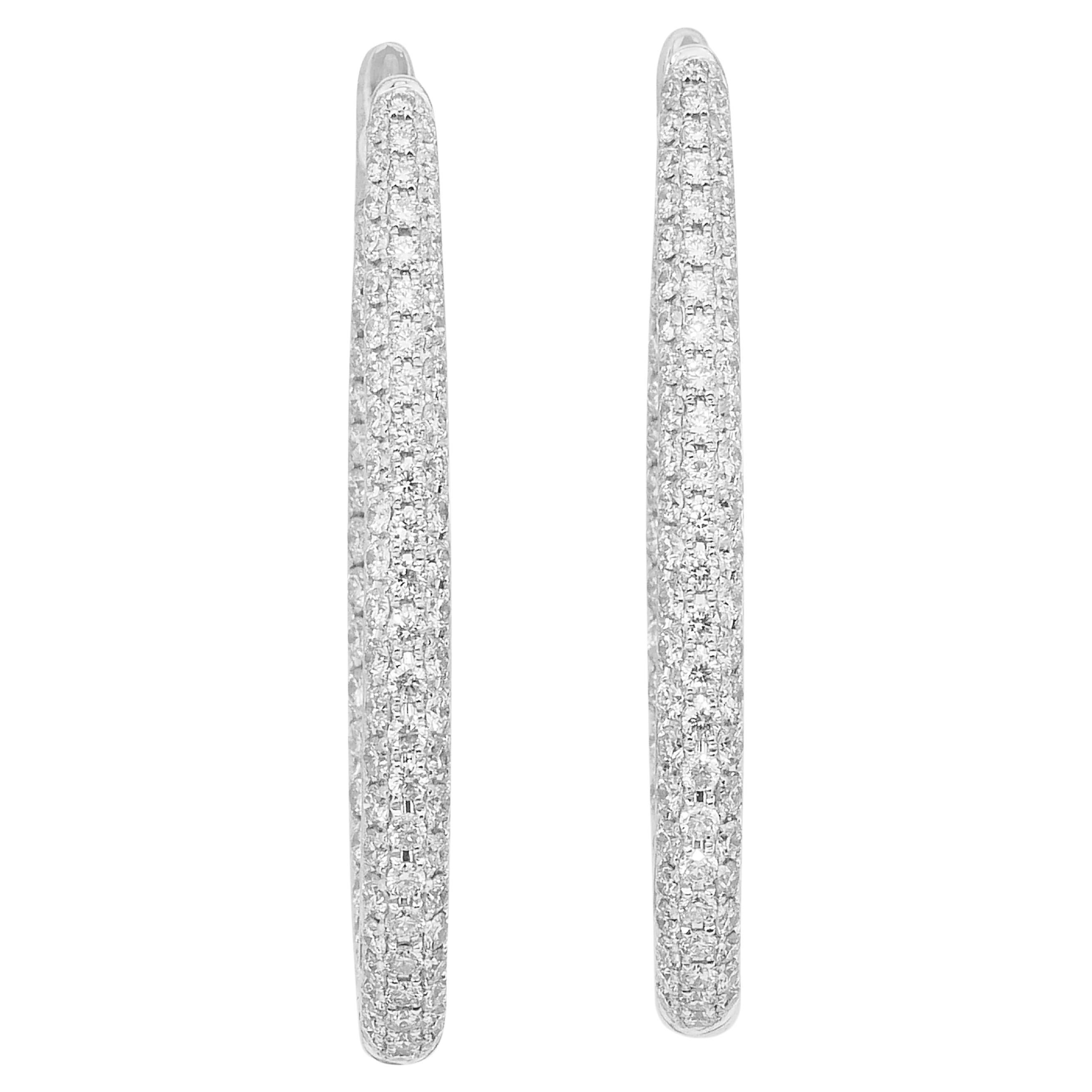 Deslumbrantes Pendientes de aro con diamantes de 6,63 ct en oro blanco de 18k - Certificado IGI