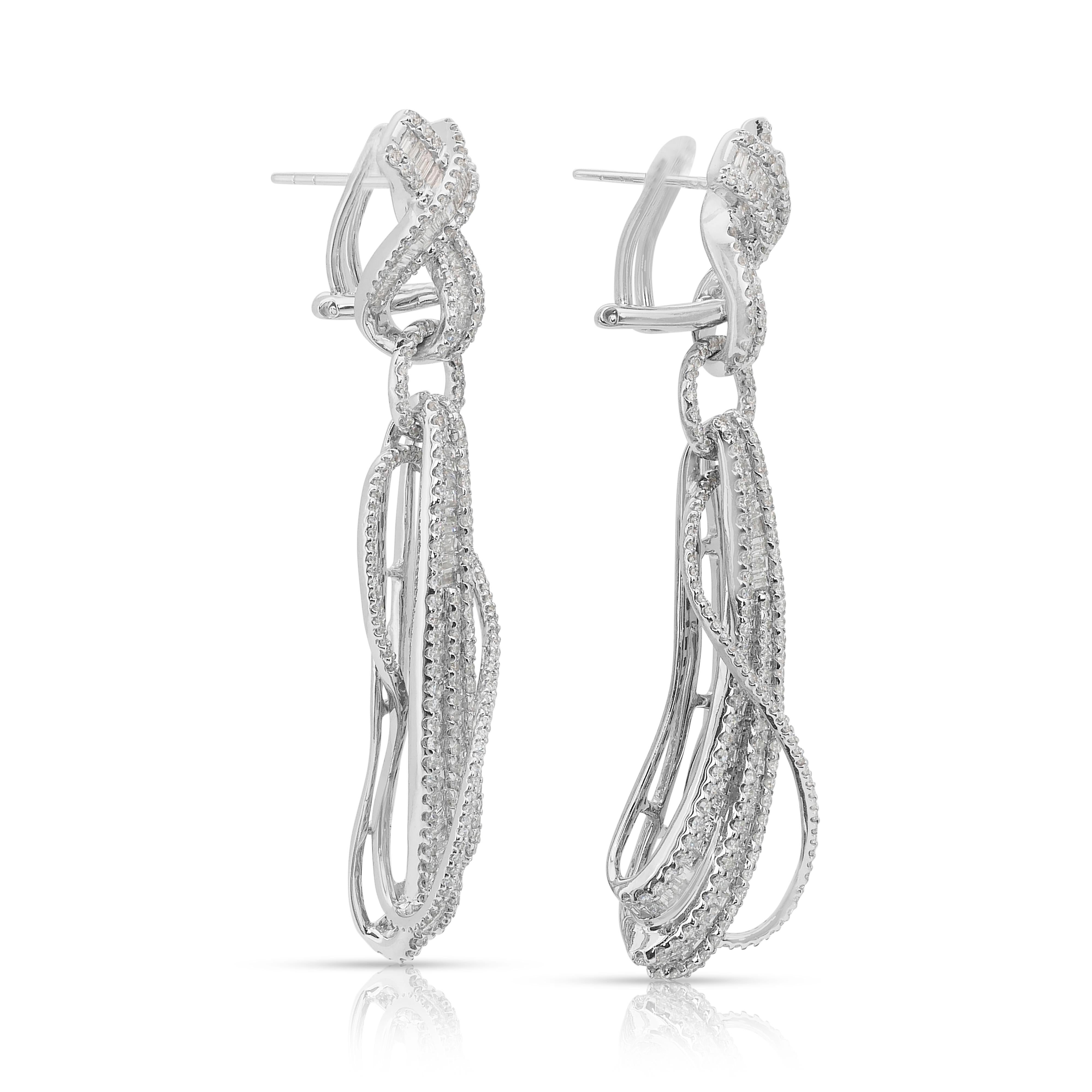 De las mujeres Deslumbrantes Pendientes de Gota de Diamantes de 6,75 ct en Oro Blanco de 18k - Certificado IGI en venta