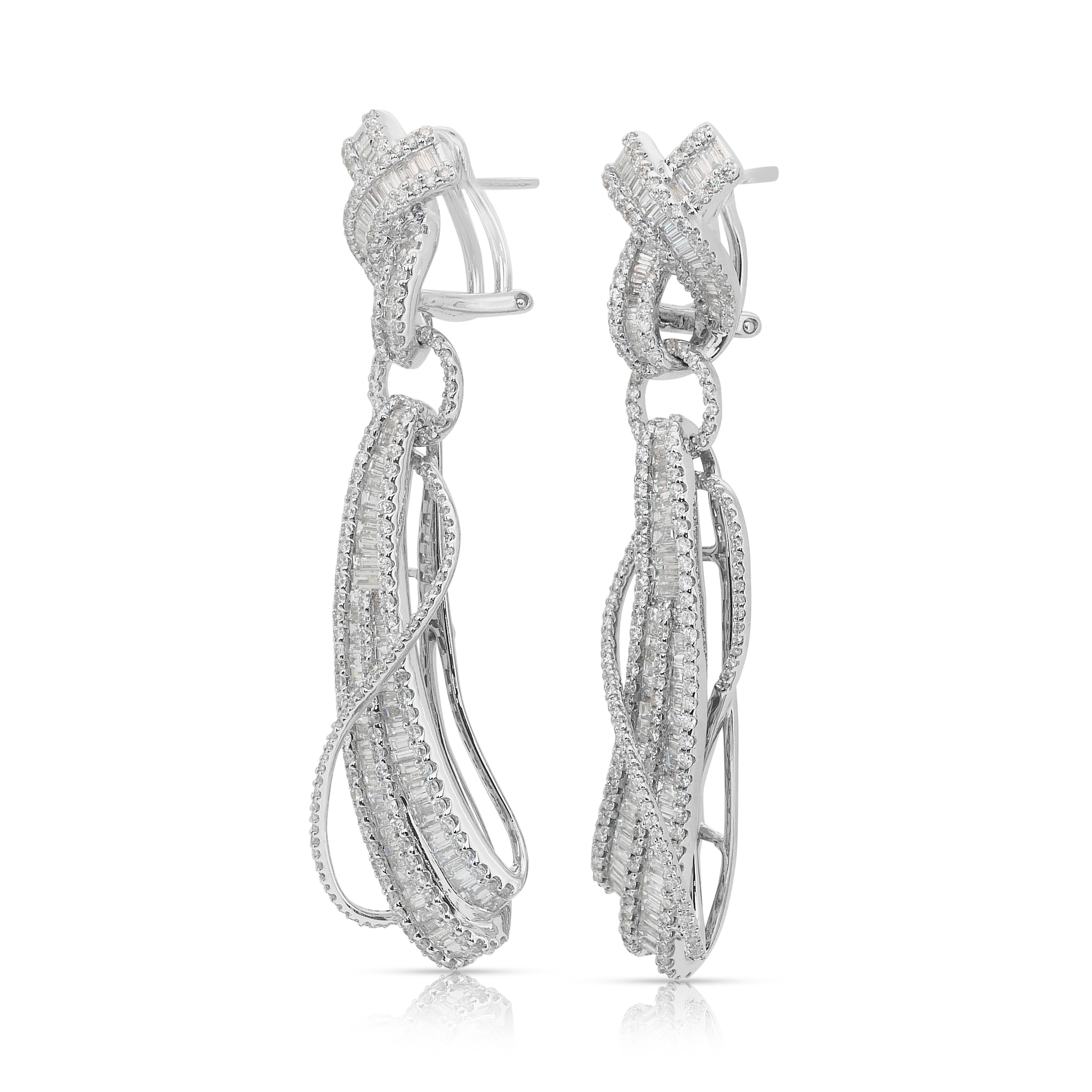 Deslumbrantes Pendientes de Gota de Diamantes de 6,75 ct en Oro Blanco de 18k - Certificado IGI en venta 2