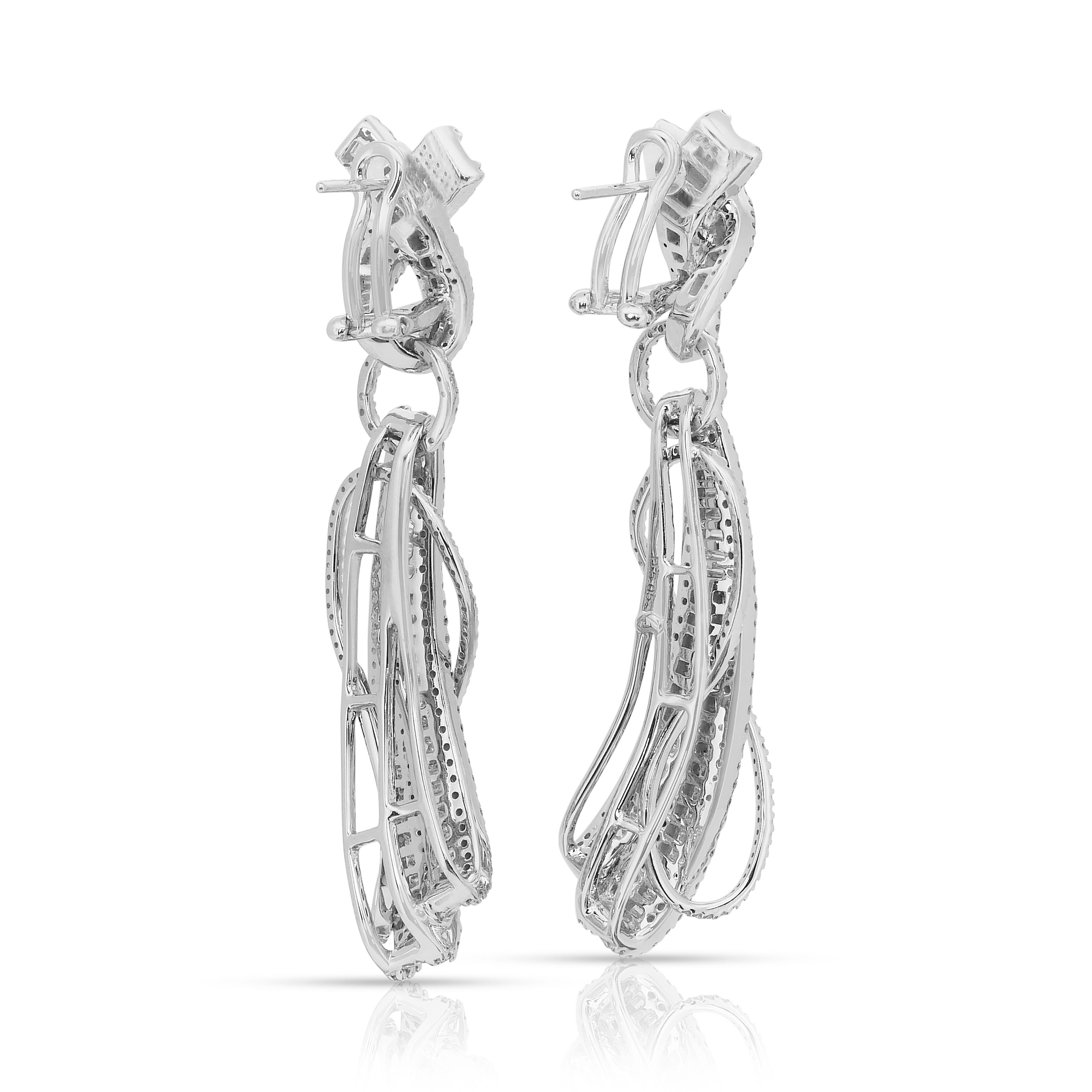 Deslumbrantes Pendientes de Gota de Diamantes de 6,75 ct en Oro Blanco de 18k - Certificado IGI en venta 3