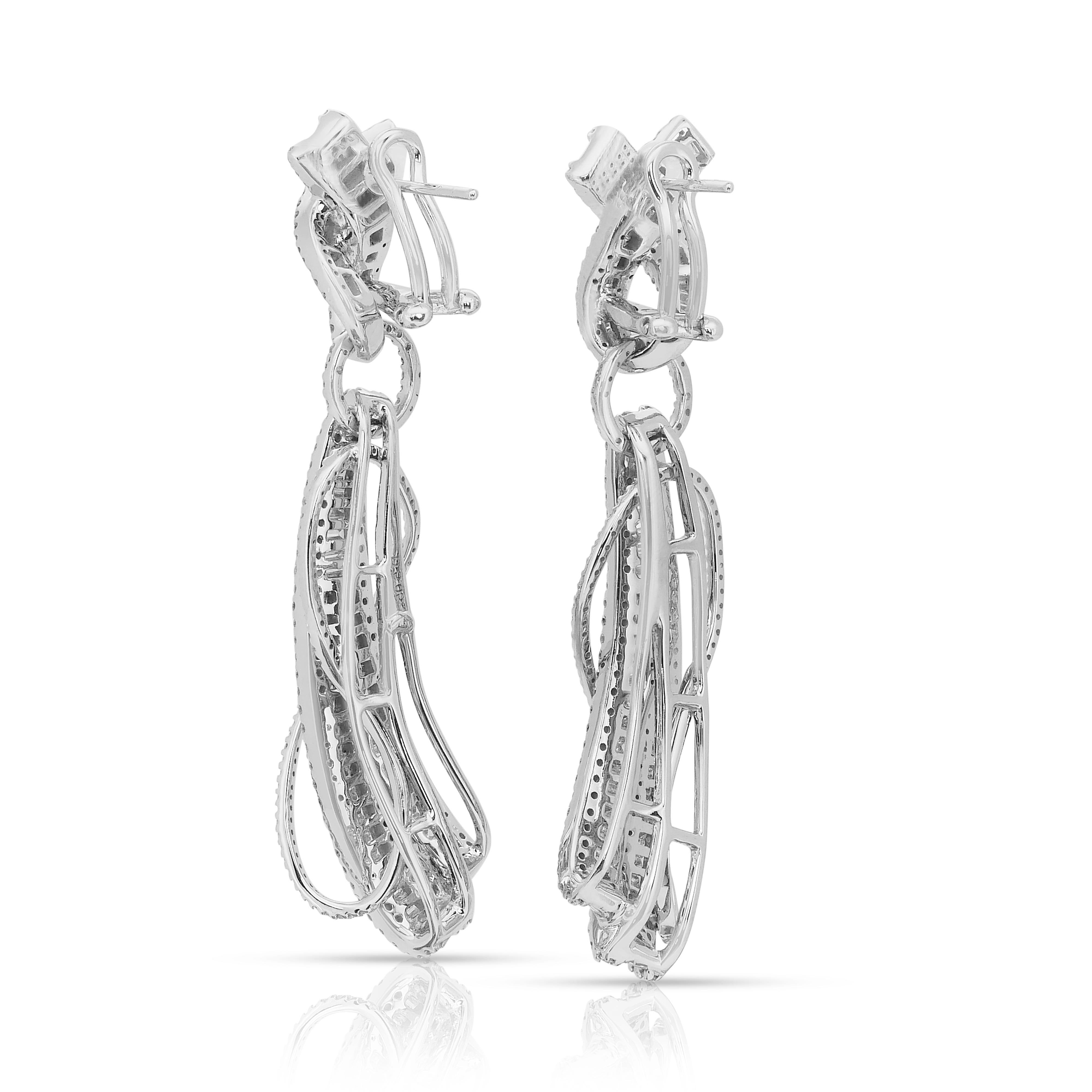 Deslumbrantes Pendientes de Gota de Diamantes de 6,75 ct en Oro Blanco de 18k - Certificado IGI en venta 4