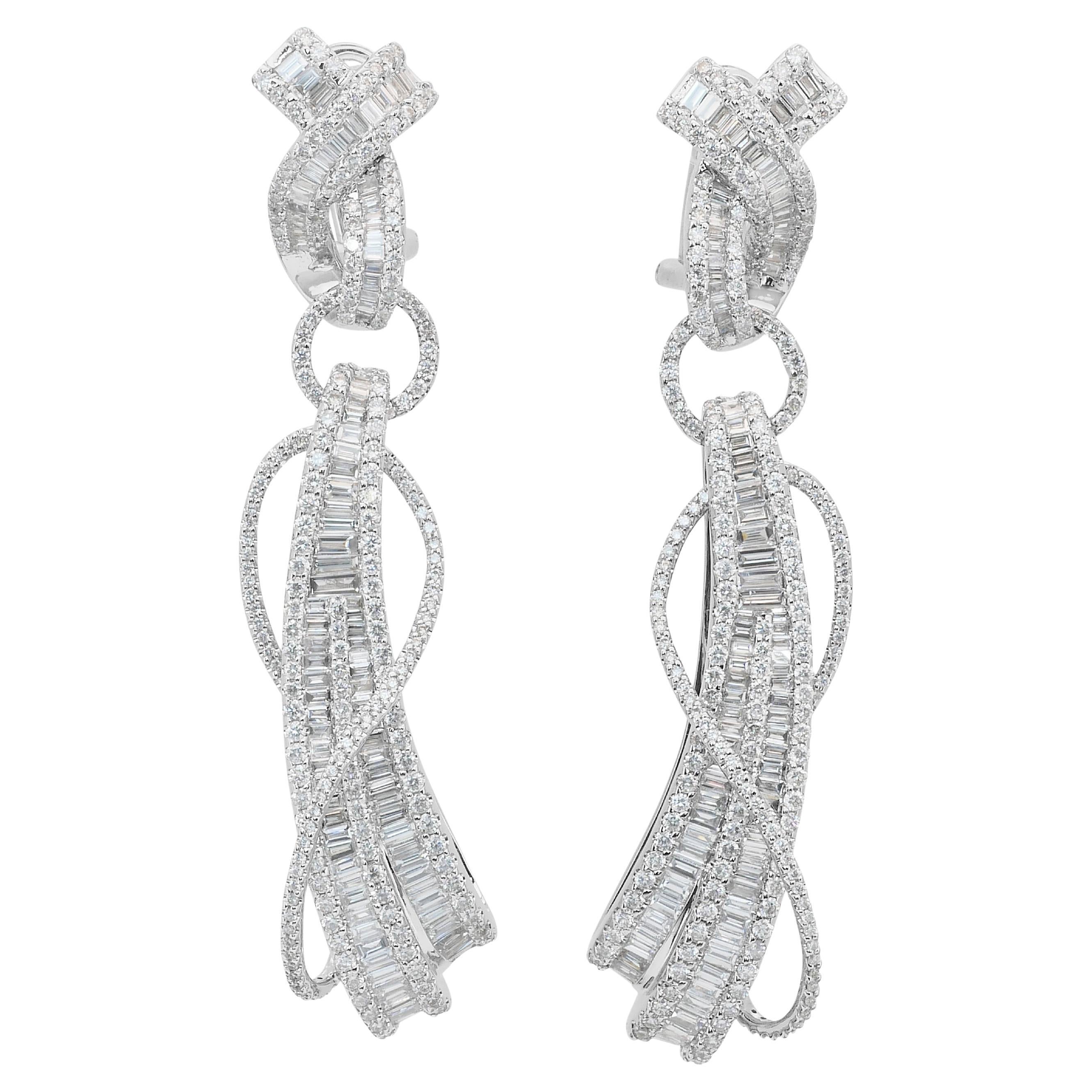 Deslumbrantes Pendientes de Gota de Diamantes de 6,75 ct en Oro Blanco de 18k - Certificado IGI