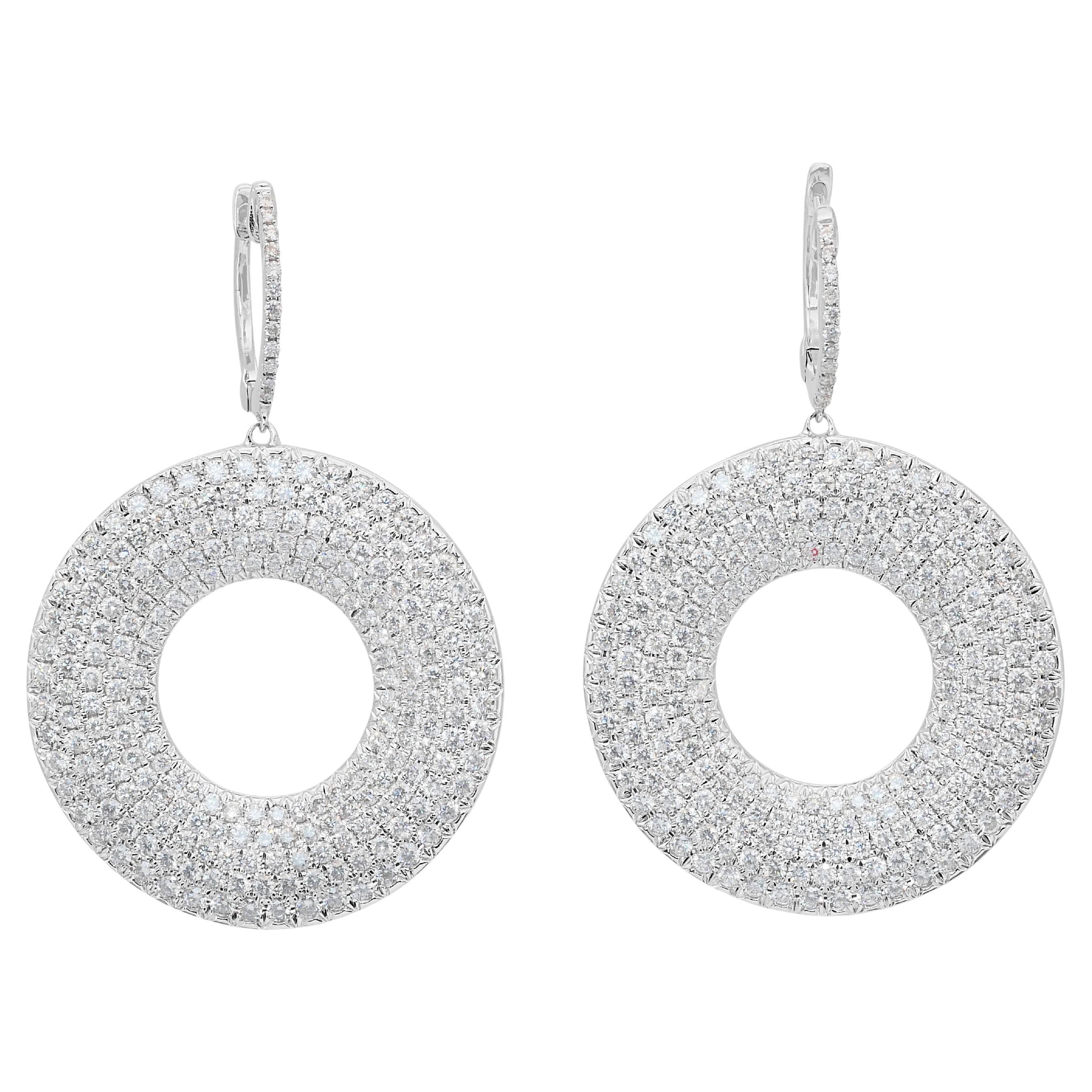Dazzling 7.12ct Diamonds Dangling Earrings in 18k White Gold - IGI Certified