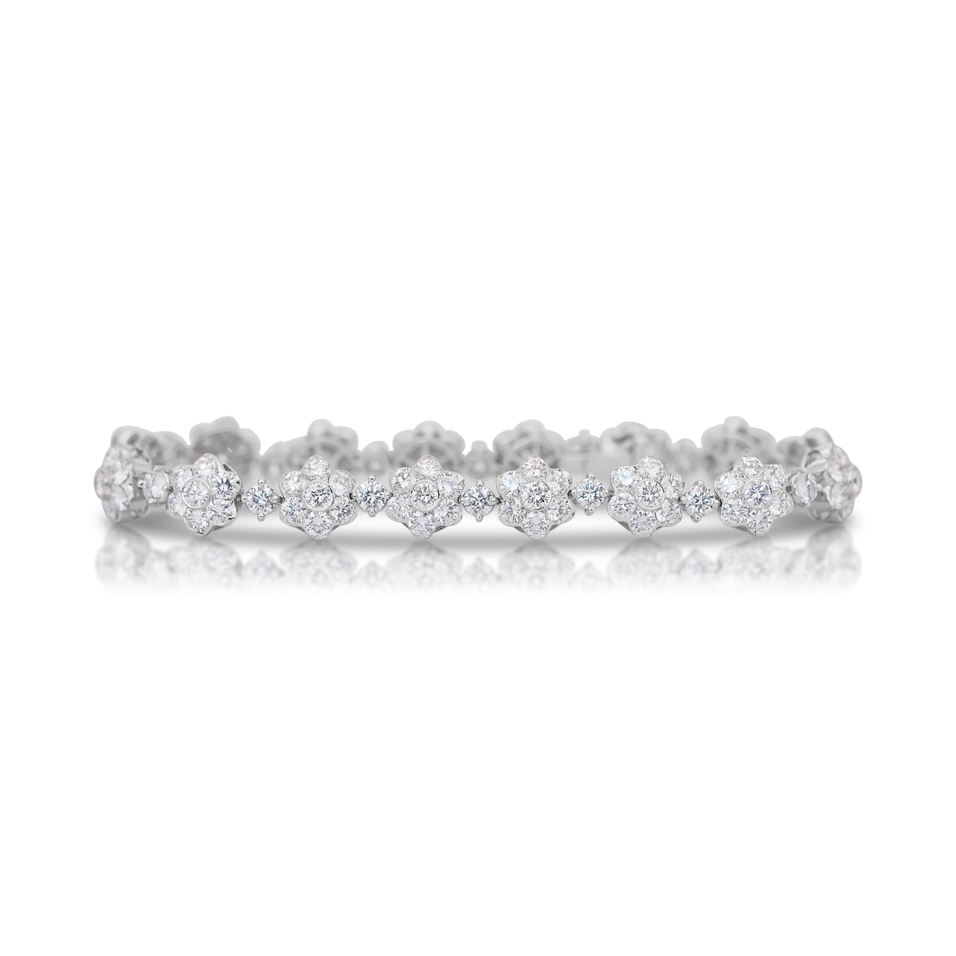 Deslumbrante Pulsera de Diamantes de 7,25ct en Oro Blanco de 18k - Certificado IGI Corte redondo en venta