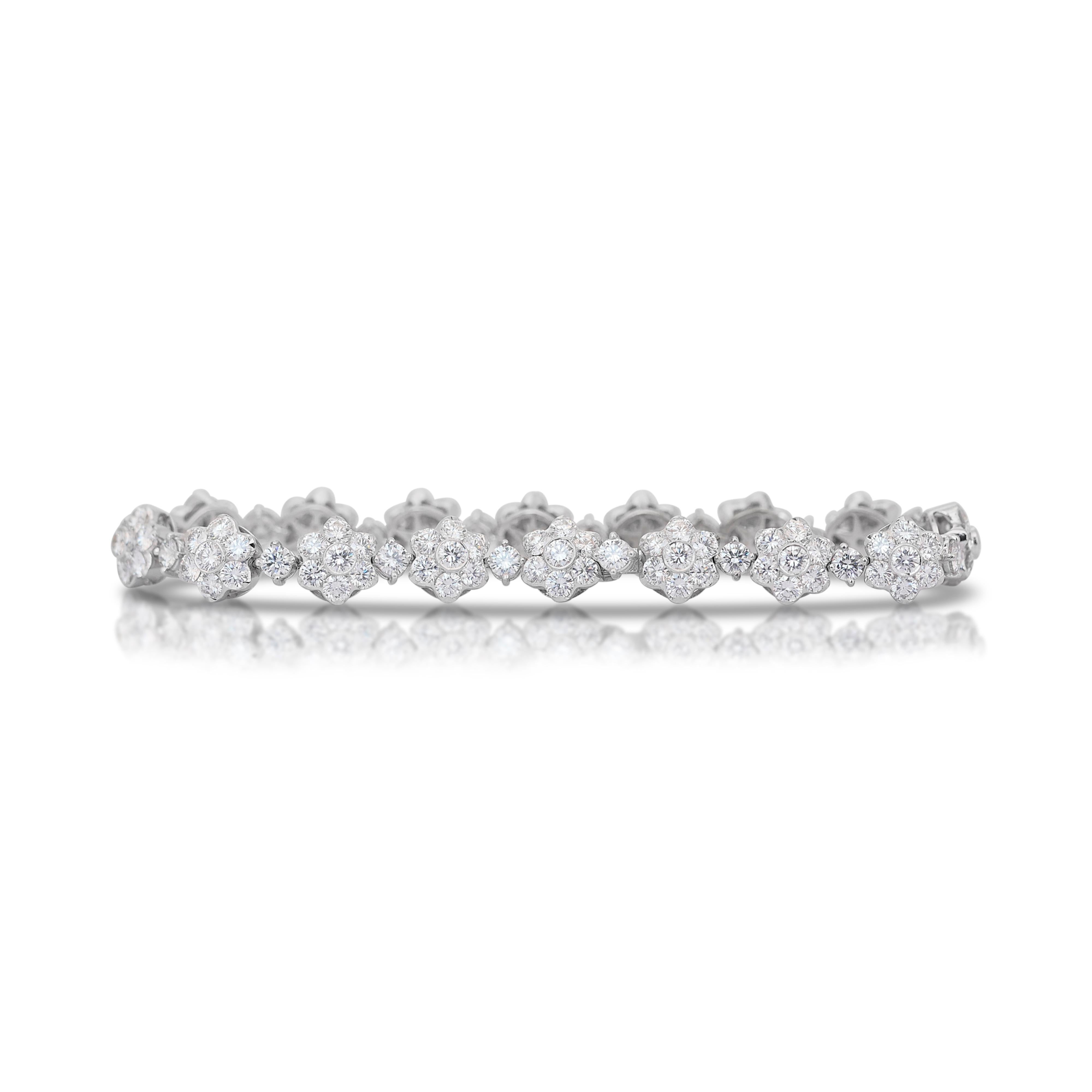 Deslumbrante Pulsera de Diamantes de 7,25ct en Oro Blanco de 18k - Certificado IGI en Nuevo estado para la venta en רמת גן, IL