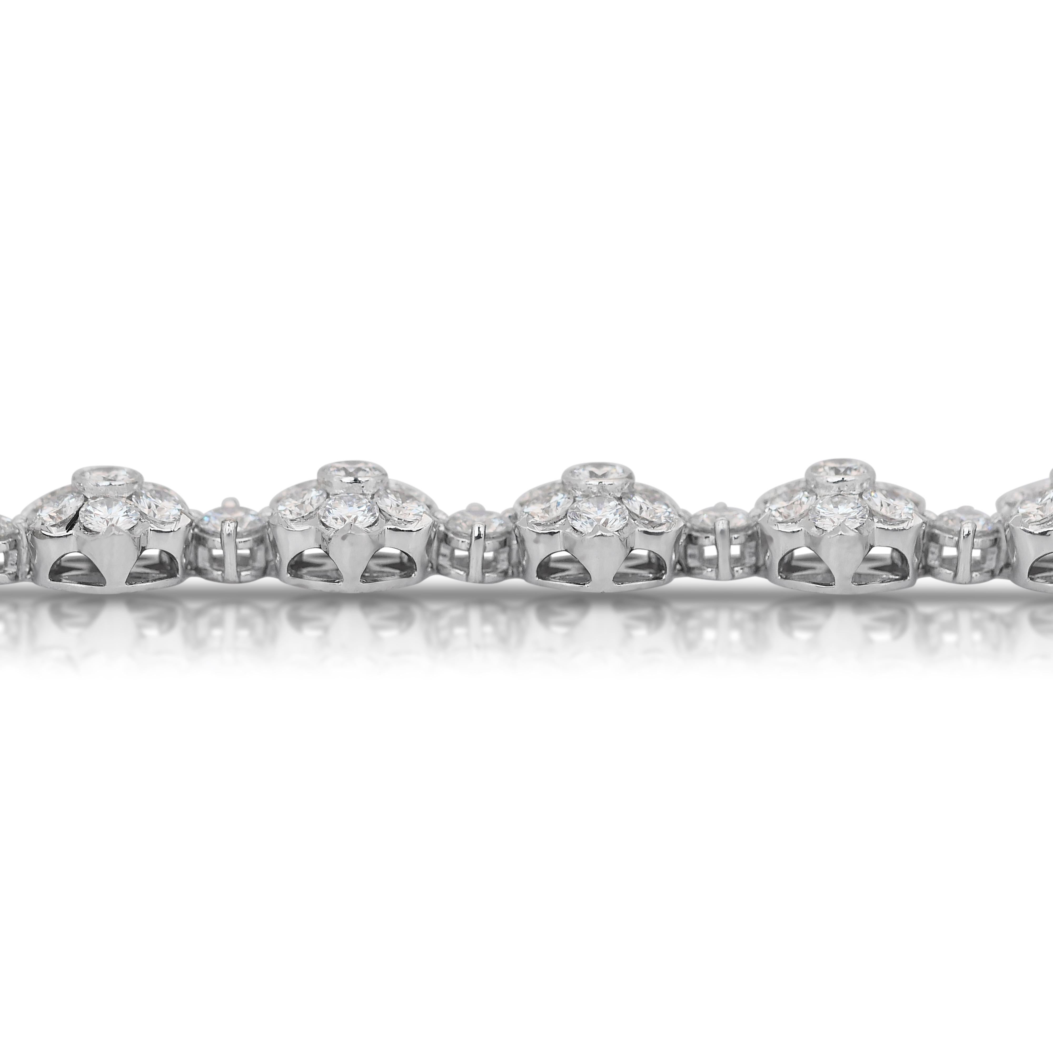 Deslumbrante Pulsera de Diamantes de 7,25ct en Oro Blanco de 18k - Certificado IGI en venta 1