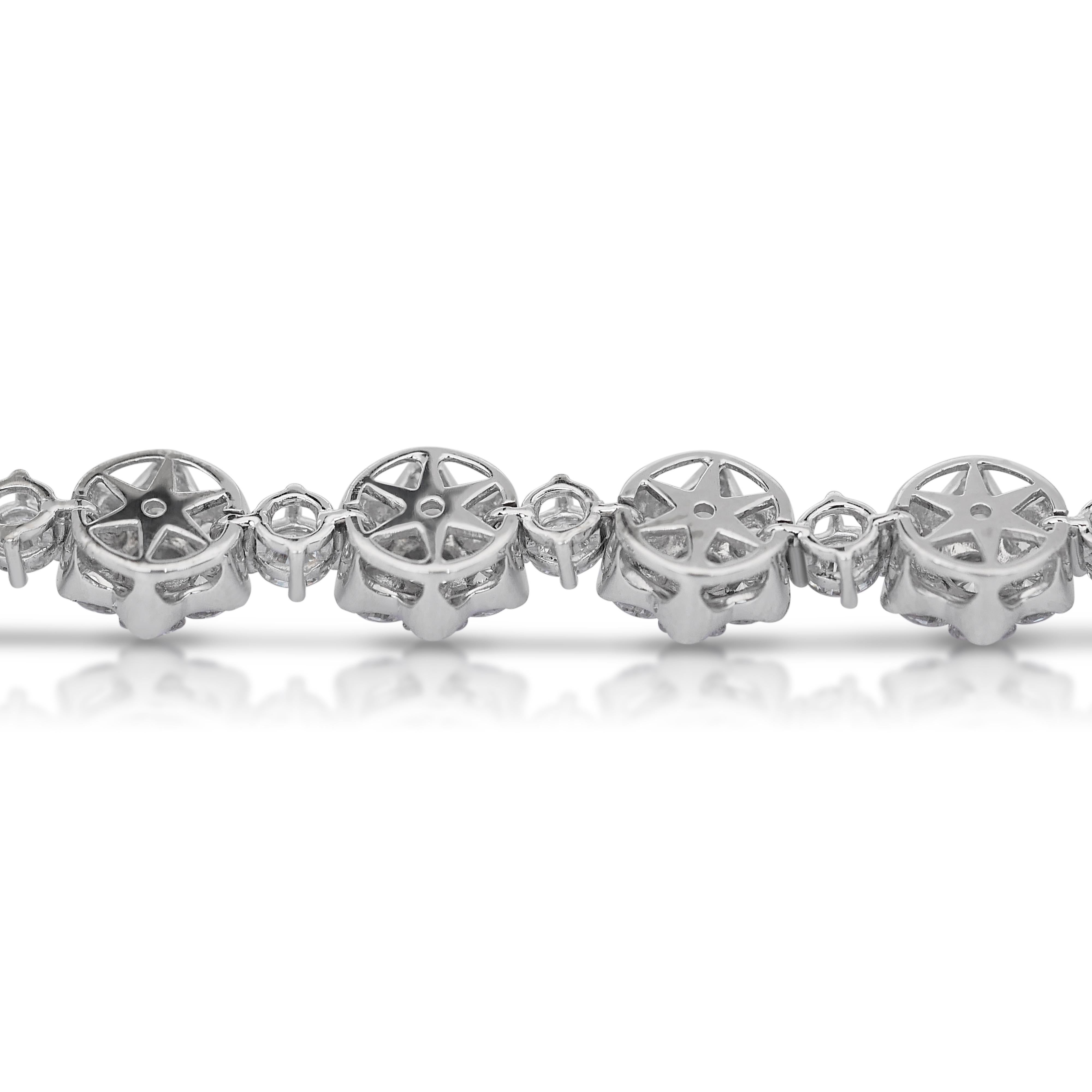 Deslumbrante Pulsera de Diamantes de 7,25ct en Oro Blanco de 18k - Certificado IGI en venta 2