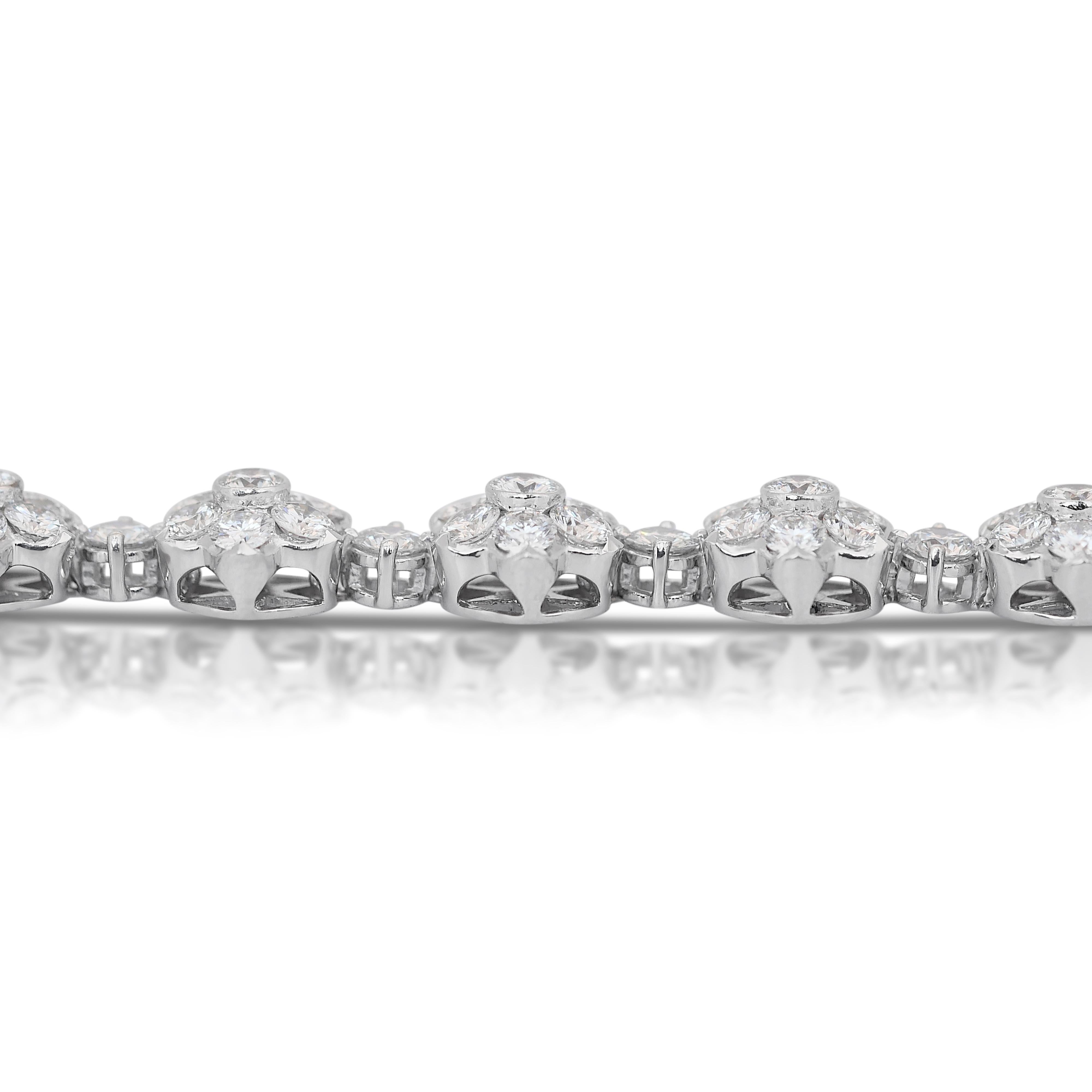 Deslumbrante Pulsera de Diamantes de 7,25ct en Oro Blanco de 18k - Certificado IGI en venta 3