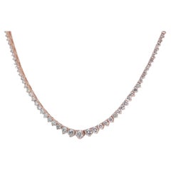 Dazzling 7.71ct Round Brilliant Diamond Necklace in 14K Rose Gold