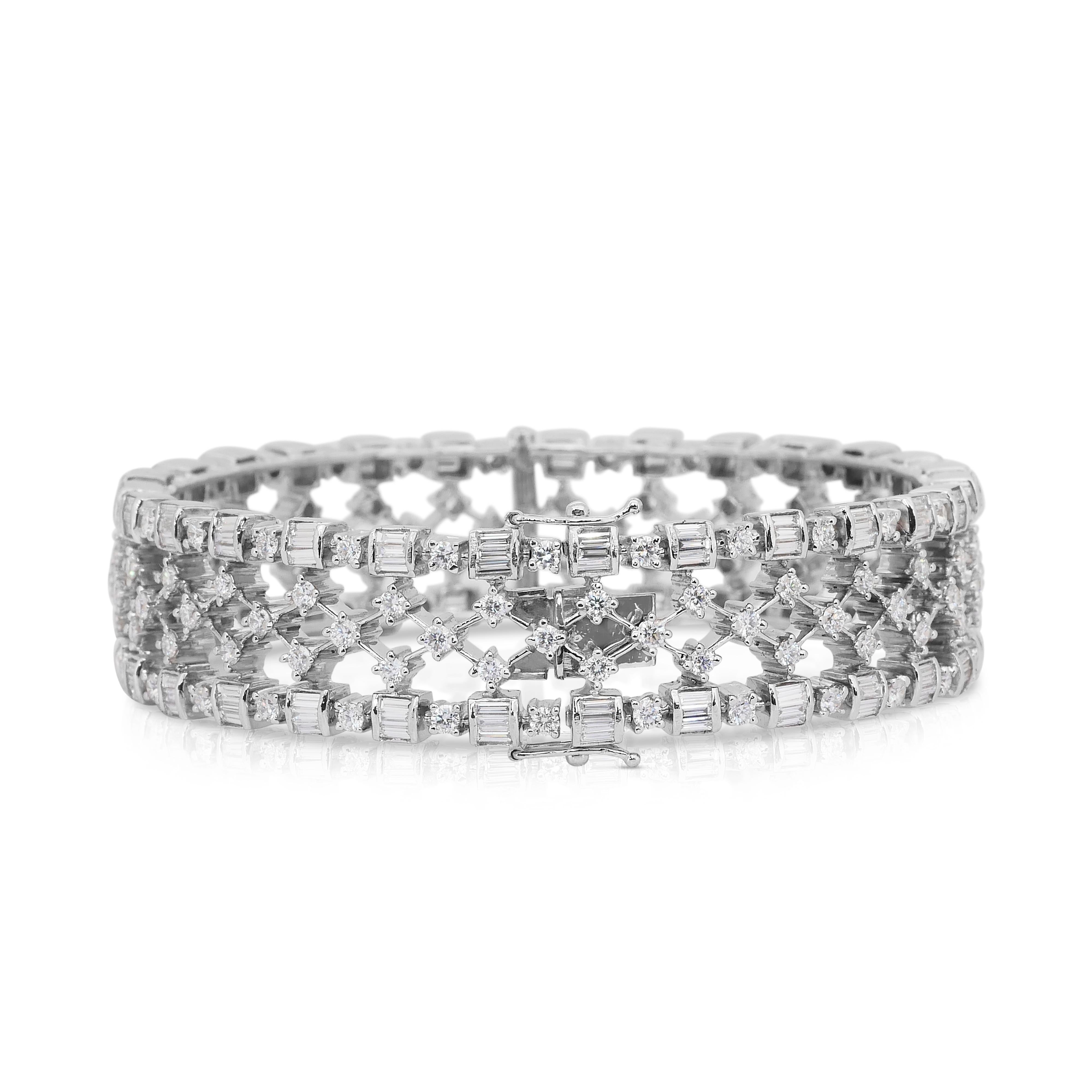 Bracciale con 8,00 carati di diamanti in oro bianco 14k - certificato IGI in vendita 4