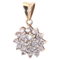 Dazzling 9k Yellow Gold Flower Cluster Pendant with 1.00 Carat Natural Diamonds