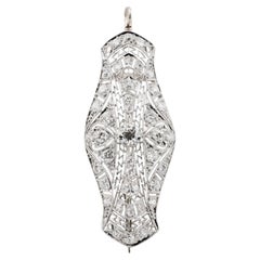 Dazzling Art Deco 2.70ctw European Cut Diamond Filigree Pendant Platinum
