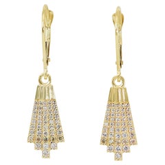 Dazzling Art Deco Style 0.46ct Diamonds Drop Earrings in 18k Yellow Gold - IGI