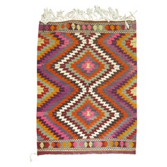 Dazzling Bohemian Vintage Turkish Kilim Flat-Weave
