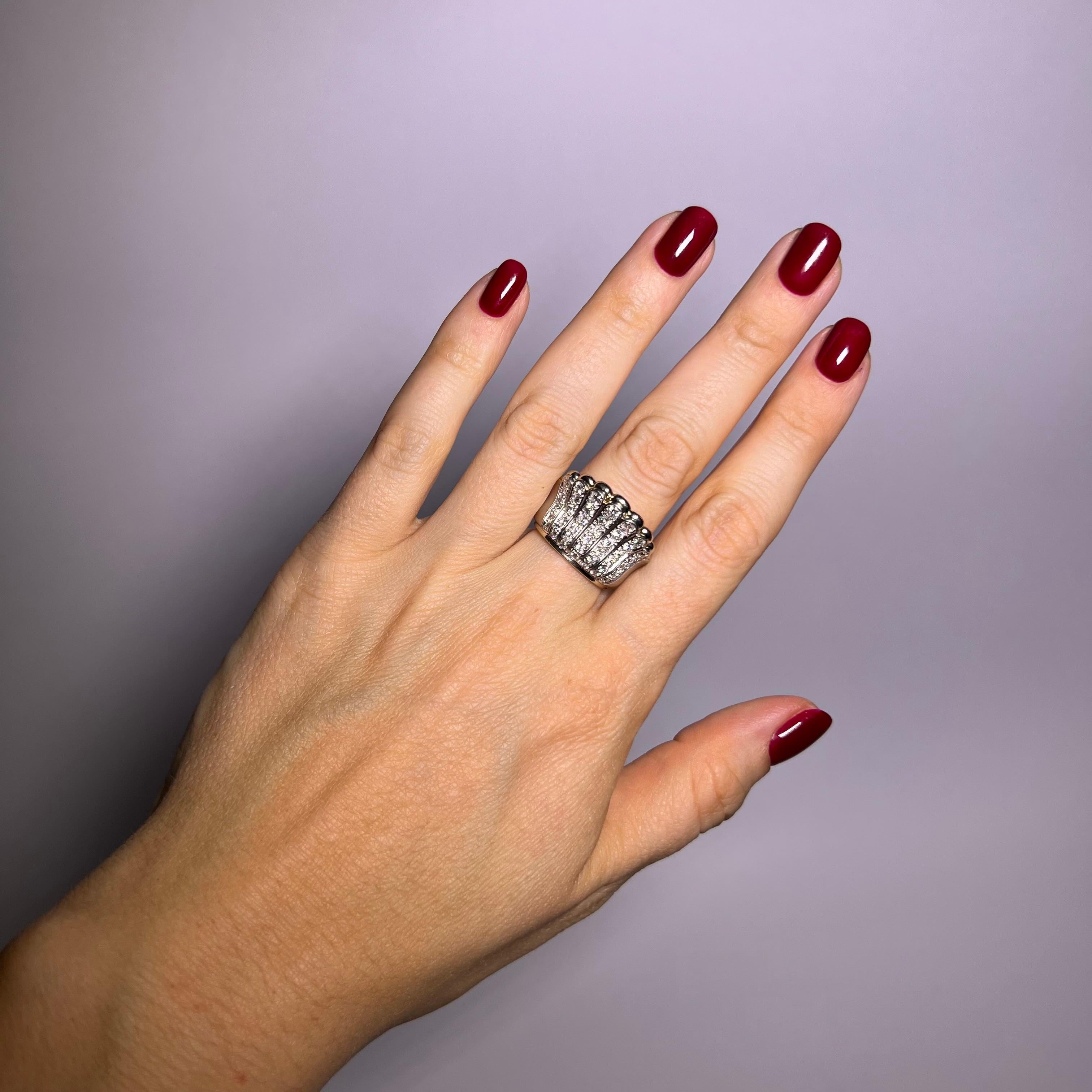 da uomo o donna Anello corona con diamanti in oro bianco 18 carati in vendita