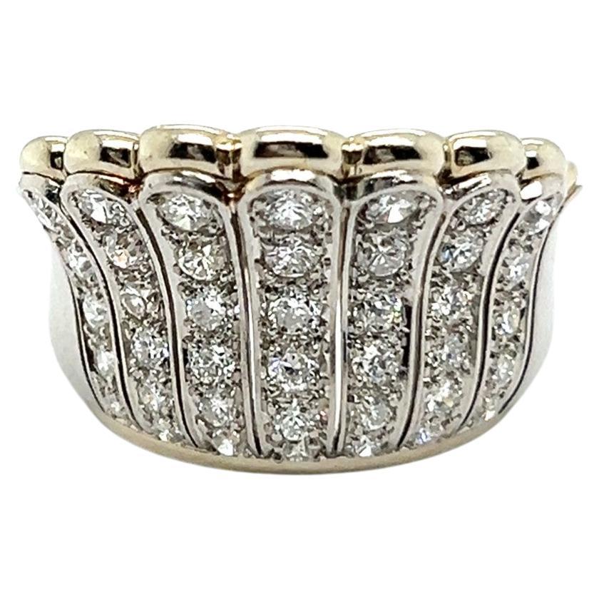 Dazzling Crown Ring with Diamonds in 18 Karat White Gold
