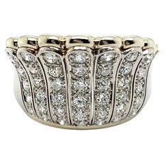 Dazzling Crown Ring with Diamonds in 18 Karat White Gold
