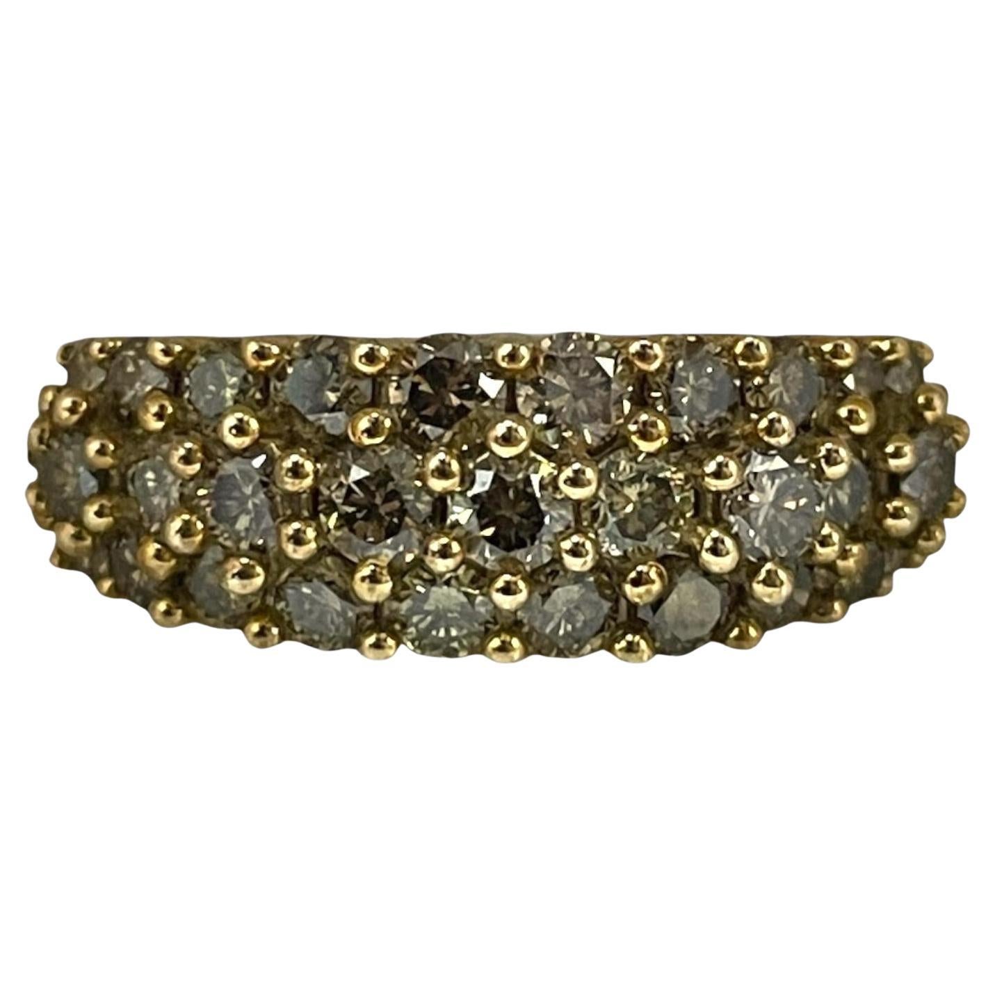 Dazzling Diamond Cluster Ring in Solid Yellow Gold Size 6
