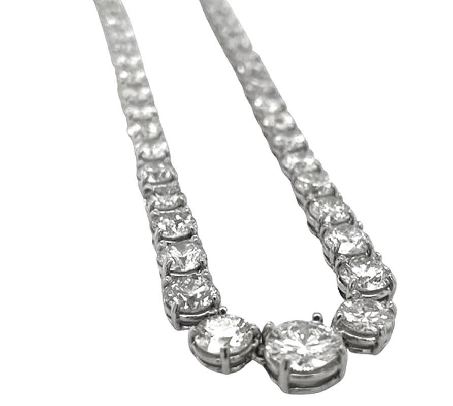 Modern Dazzling Diamond Riviera Necklace with over 44 Carats Set in Platinum For Sale