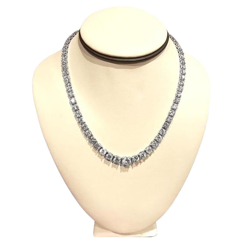 Dazzling Diamond Riviera Necklace with over 44 Carats Set in Platinum For Sale