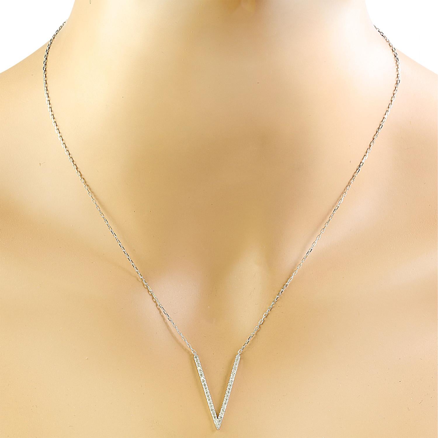 Modern Dazzling Diamond V-Necklace in 14K Solid White Gold For Sale