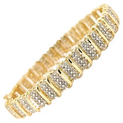 Bracelet en or jaune 10k à maillons ondulés et diamants éblouissants